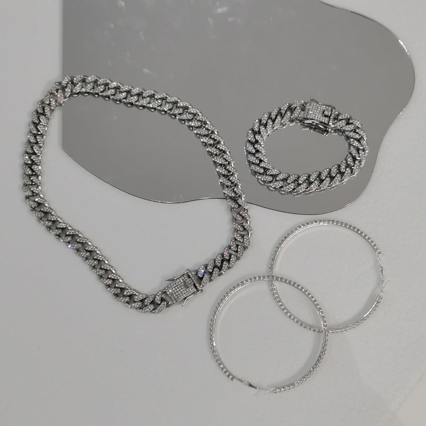 Tennis Necklace Bracelet for Women, Sterling Sliver, Dainty Chocker Necklace, Crystal Bracelet for Women, Wedding Jewelry for Bride, Sparkly Party Prom Hypoallergenic