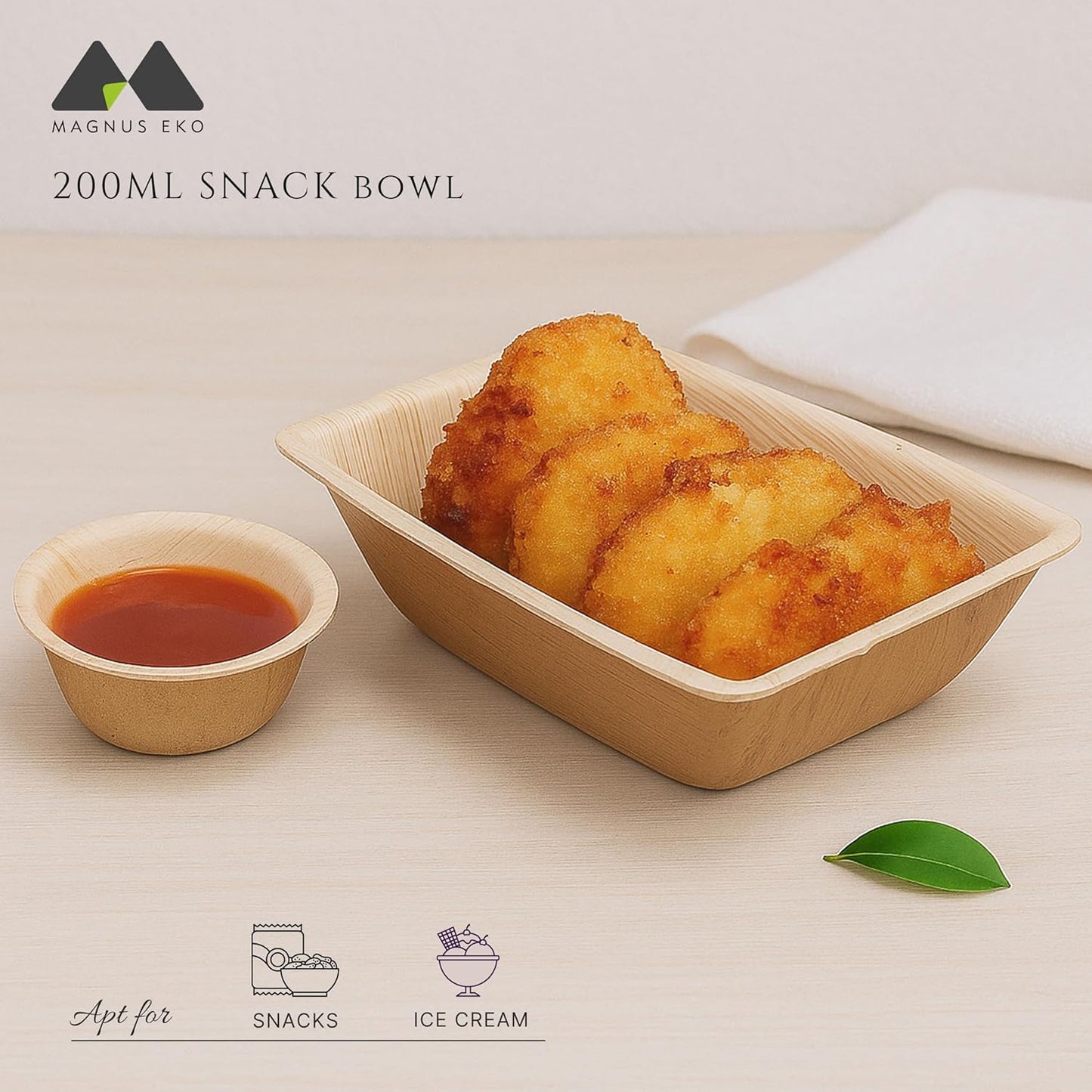 | 200 ml / 7 Oz Snack Bowls 200 pcs | | Disposable Bowls for Party | Eco Friendly, Compostable and Biodegradable serving bowls for Catering, Weddings and Parties