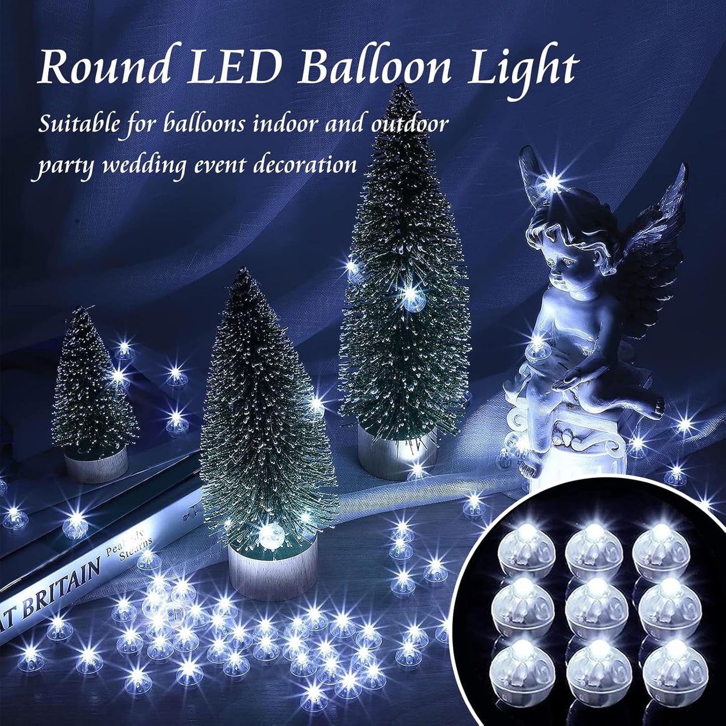 200pcs Balloon Lights Cool White Mini Led Lights Round Long Standby Time Multicolor Ball Lamps Paper Lantern Balloon Liamps for Birthday Party Christmas Halloween Decoration