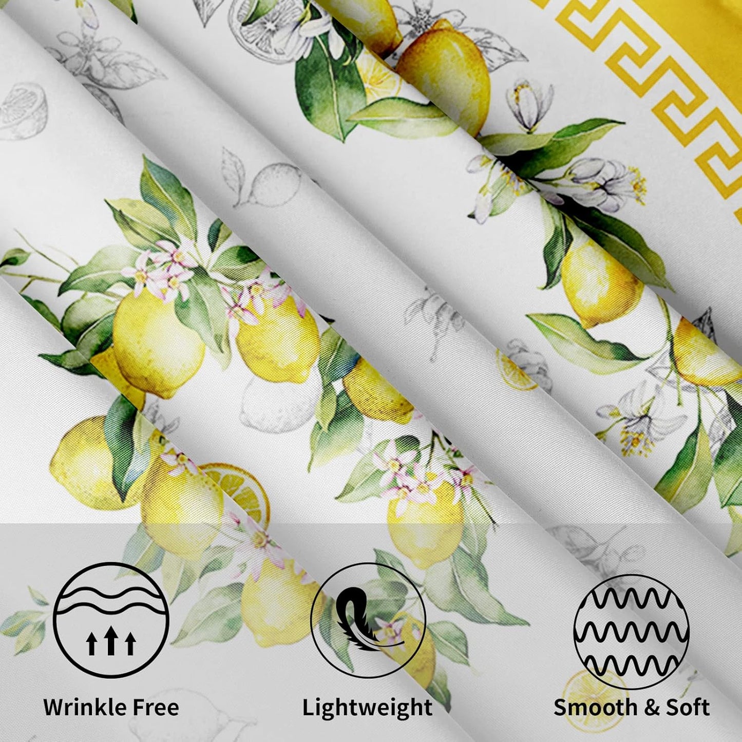 Giwawa Lemon Round Tablecloth 60 inch, Yellow Citrus Fruit Summer Flower Table Cover, Vintage Style Wrinkle Free Circular Table Cloth for Kitchen Dining Party Holiday Decor
