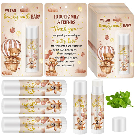 50 Pack Bear themed Baby Shower Favor Baby Shower Lip Balm Party Gifts for Guest Games Prizes Friends Gender Reveal Girls Boys Halloween Thanksgiving Christmas