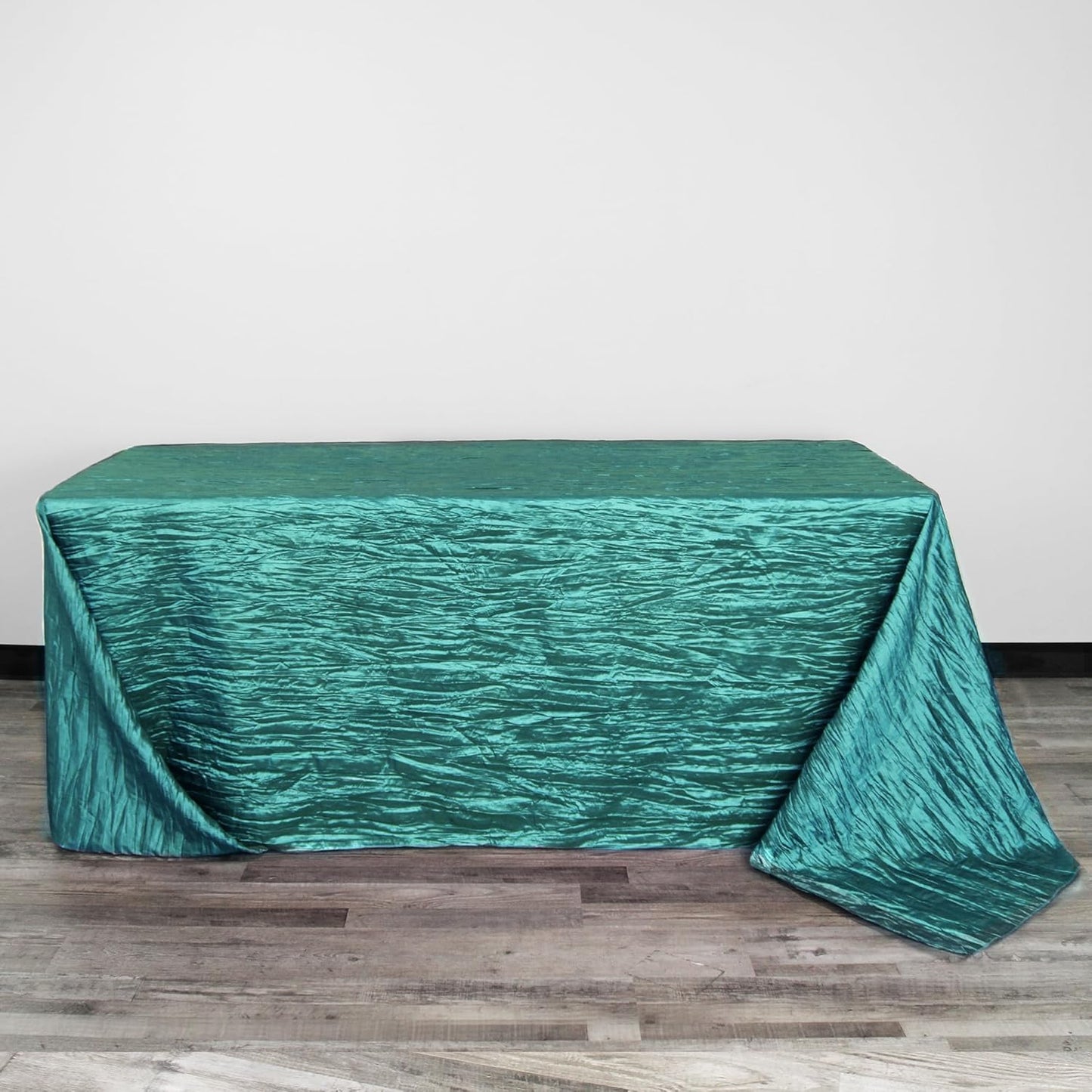YOUR CHAIR COVERS - 90 x 132 inch Rectangular Crinkle Taffeta Tablecloth - Teal, Rectangle Table Linens for 6 ft Rectangular Tables, Wedding Crushed Table Cloth