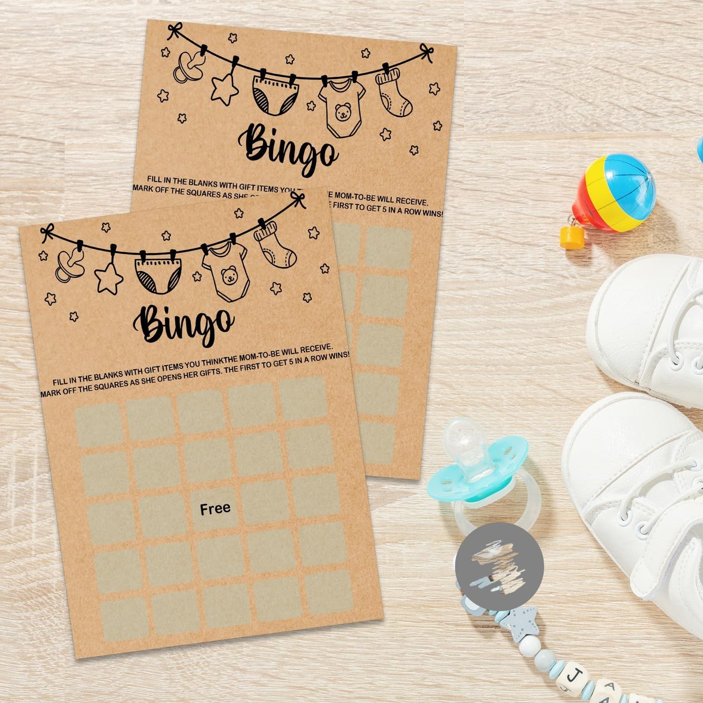 Baby Shower Game, Baby Bingo Game Cards, Baby Shower Party Games Supplies & Activities, Party Activities Ideas Supplies, Baby Shower Ideas, 30 Game Cards Included, Kraft