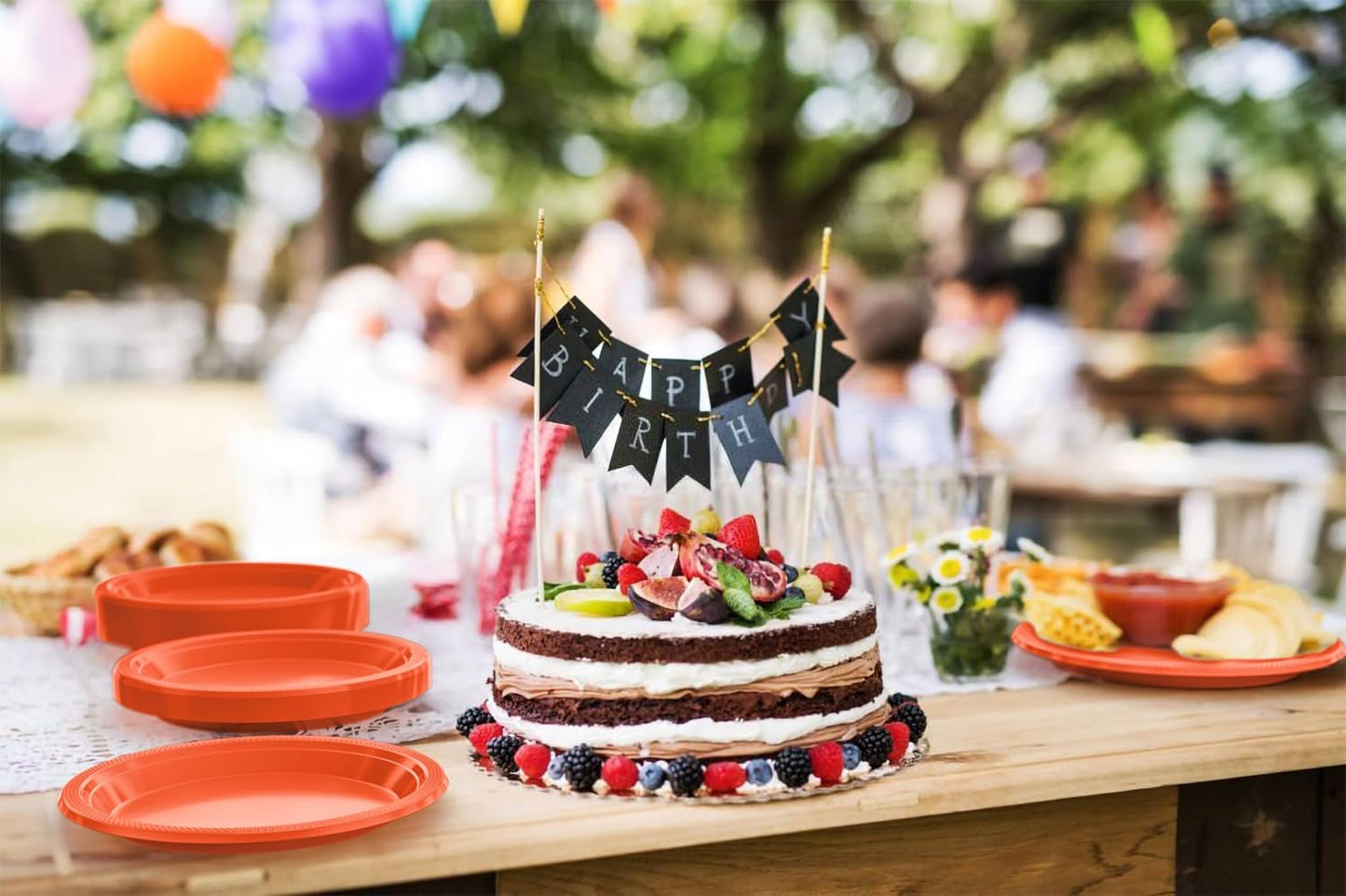 Exquisite Party Solids Orange Plastic Plates For Party 10" Orange Disposable Plates Heavy Duty 100 Pcs Plastic Dinnerware Sets Heavy Duty 350 GSM Disposable Dinnerware Set