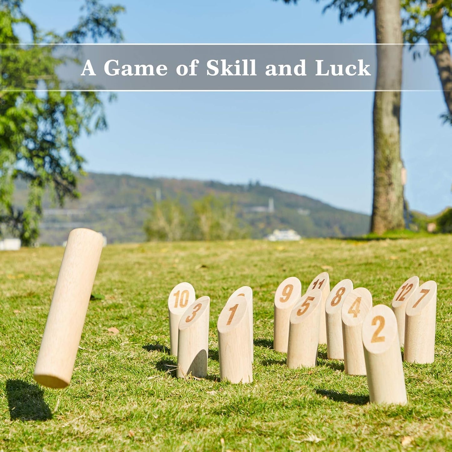 OLSA Wooden Throwing Game Set, Numbered Block Tossing Game with Scoreboard & Carry Bag-Outdoor Backyard Game for Adults, Floor Games for Lawn Beach Park and More