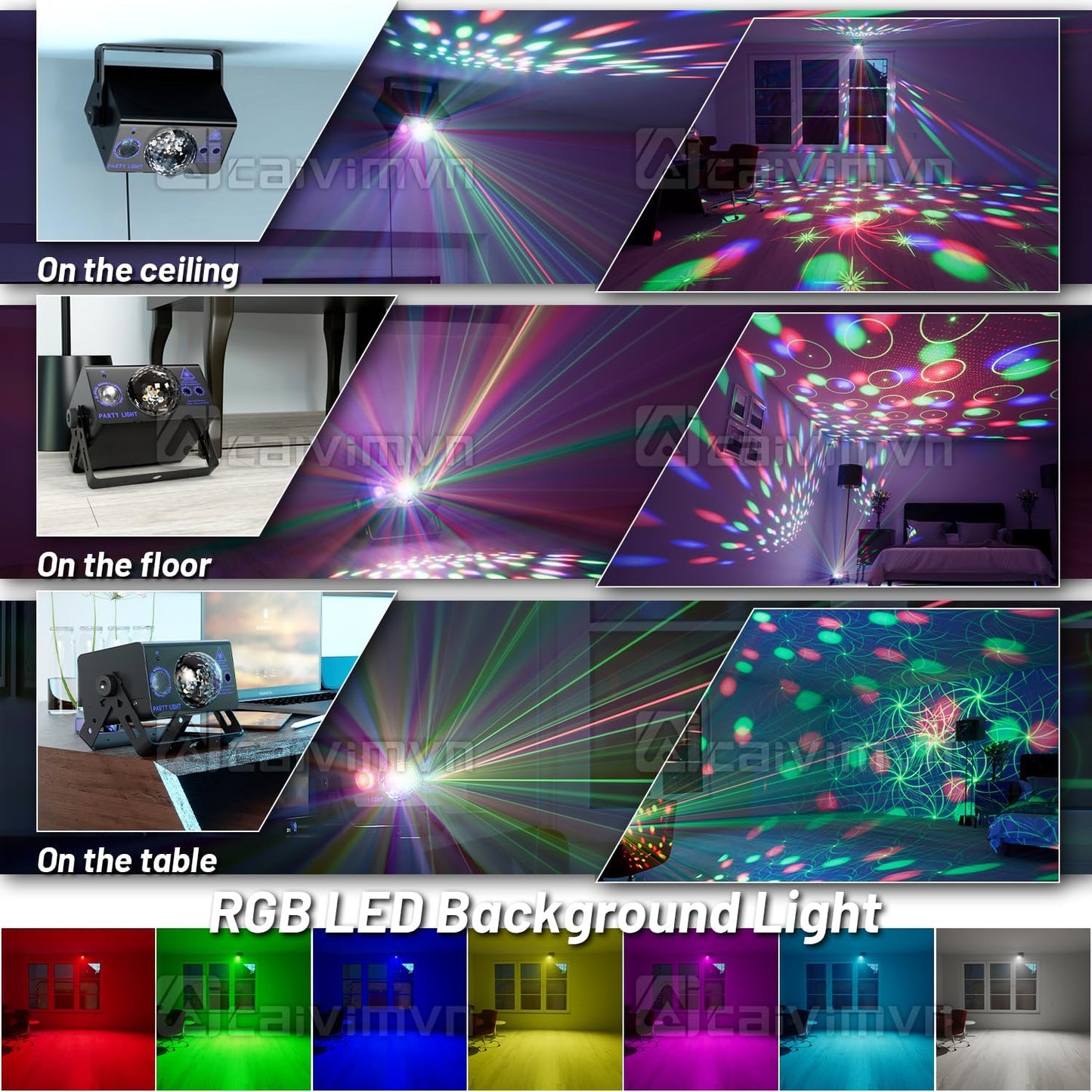 Party Lights Dj Disco Ball Light, LED Stage Strobe Lights Sound Activated with Remote Control for Xmas Club Bar Parties Holiday Christmas Birthday Wedding Home Decoration