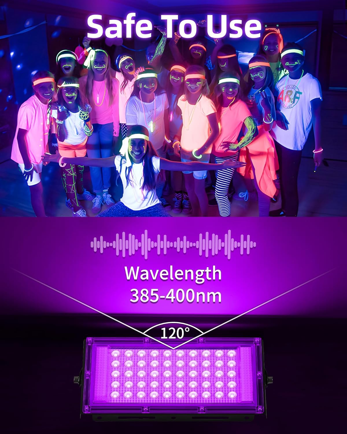 50W LED Black Lights IP66 Waterproof Black Light Outdoor with 5.9ft Plug+Switch,Flood Blacklight for Halloween Glow in The Dark Party Stage Light Neon Glow Birthday 1 Pack