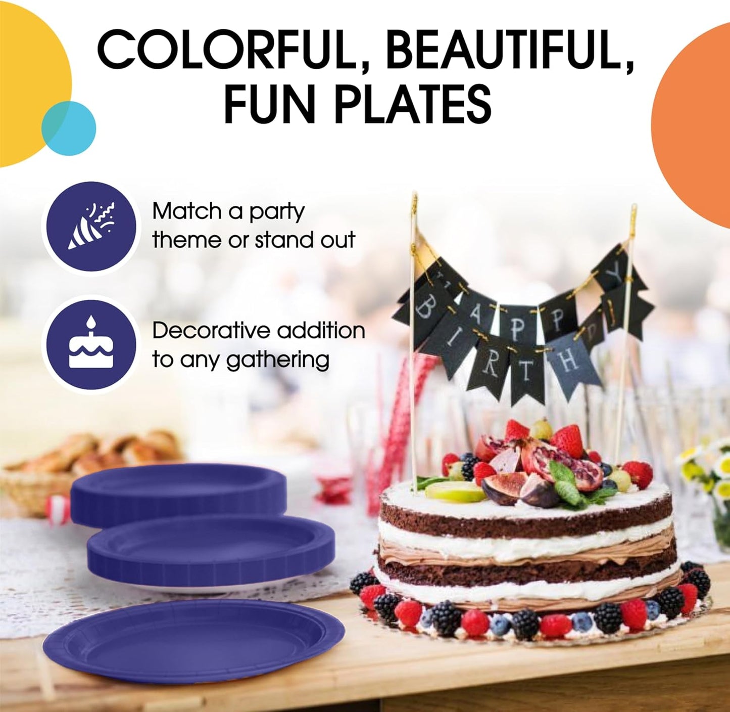 Exquisite Navy Paper Plates Disposable Heavy Duty 7 Inch Navy Disposable Plates For Party 100 Pcs Heavy Duty Paper Plate 350 GSM, Birthday Party Supplies Plate Set
