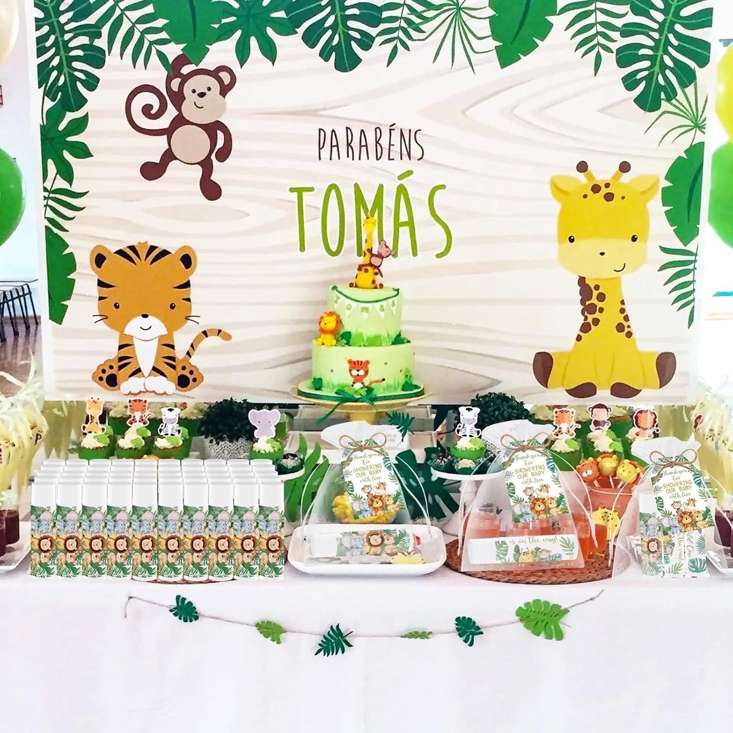 50 PCS Baby Shower Jungle Animal Lip Balms Favors for Guests,Baby Shower Games Gifts Boys Girls Neutral Gender Reveal Lip Balm with Thank You Card,Jungle Animal Birthday Party Supplies Decorations.