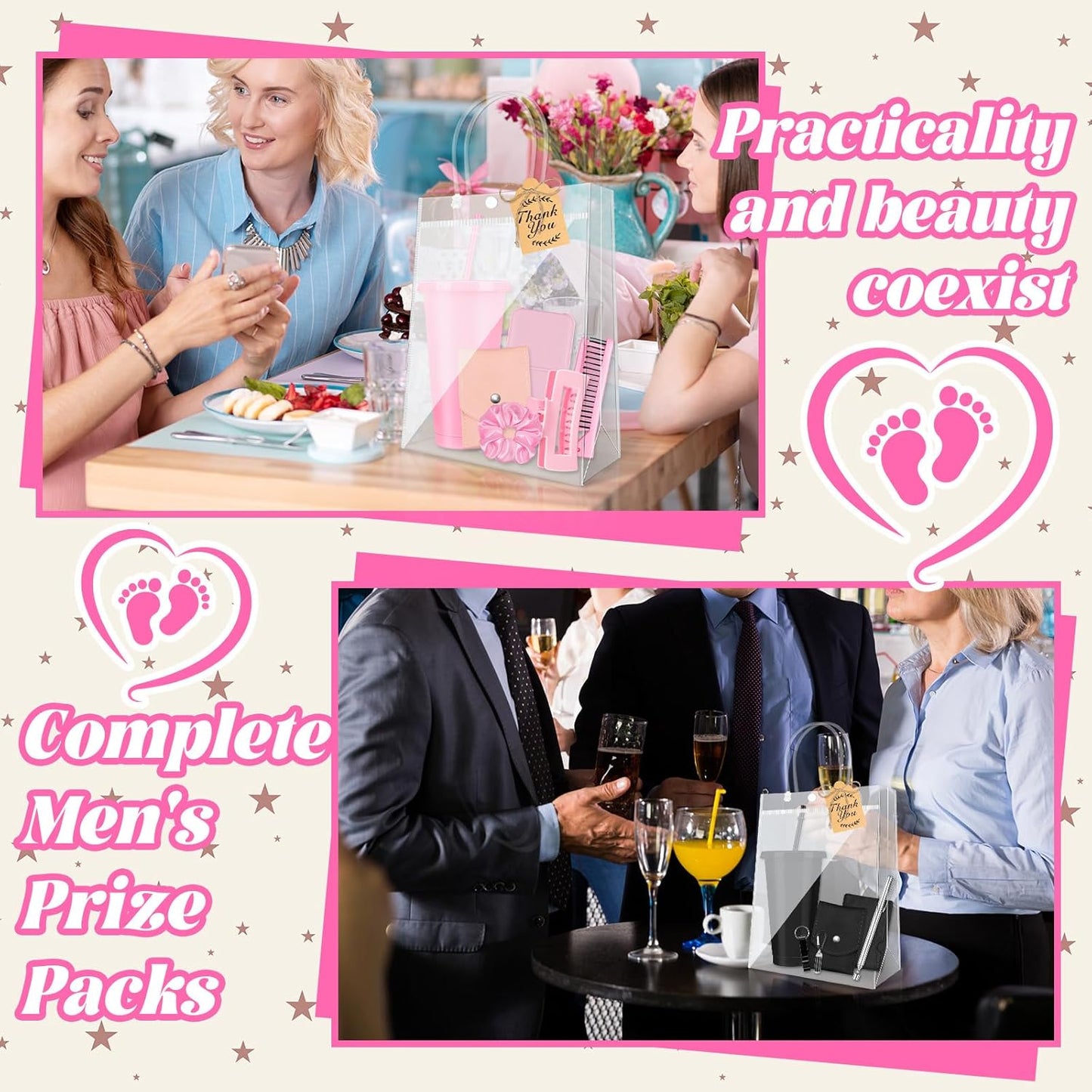 6 Sets Baby Shower Prizes for Women and Men Nail Clippers Mirror Bottle Opener Cup Comb Magnetic Pickup Tool Flashlight Grabber Credit Card Cutter for Baby Shower Game Winners Party