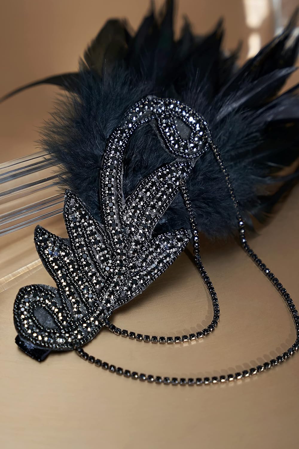 BABEYOND 1920s Flapper Headband Roaring 20s Great Gatsby Feather Headpiece