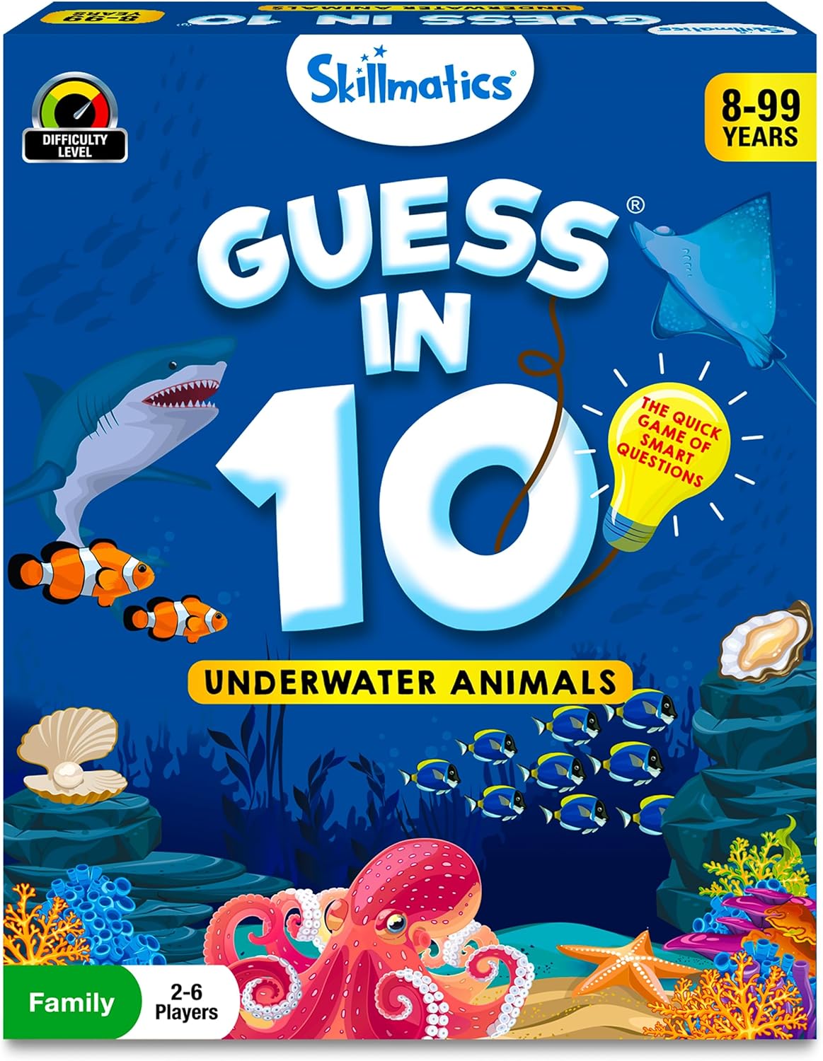 Skillmatics Guess in 10 Underwater Animals, Perfect for Boys, Girls, Kids, and Families Who Love Card Games, Toys, Board Games, Gifts for Ages 8, 9, 10 and Up