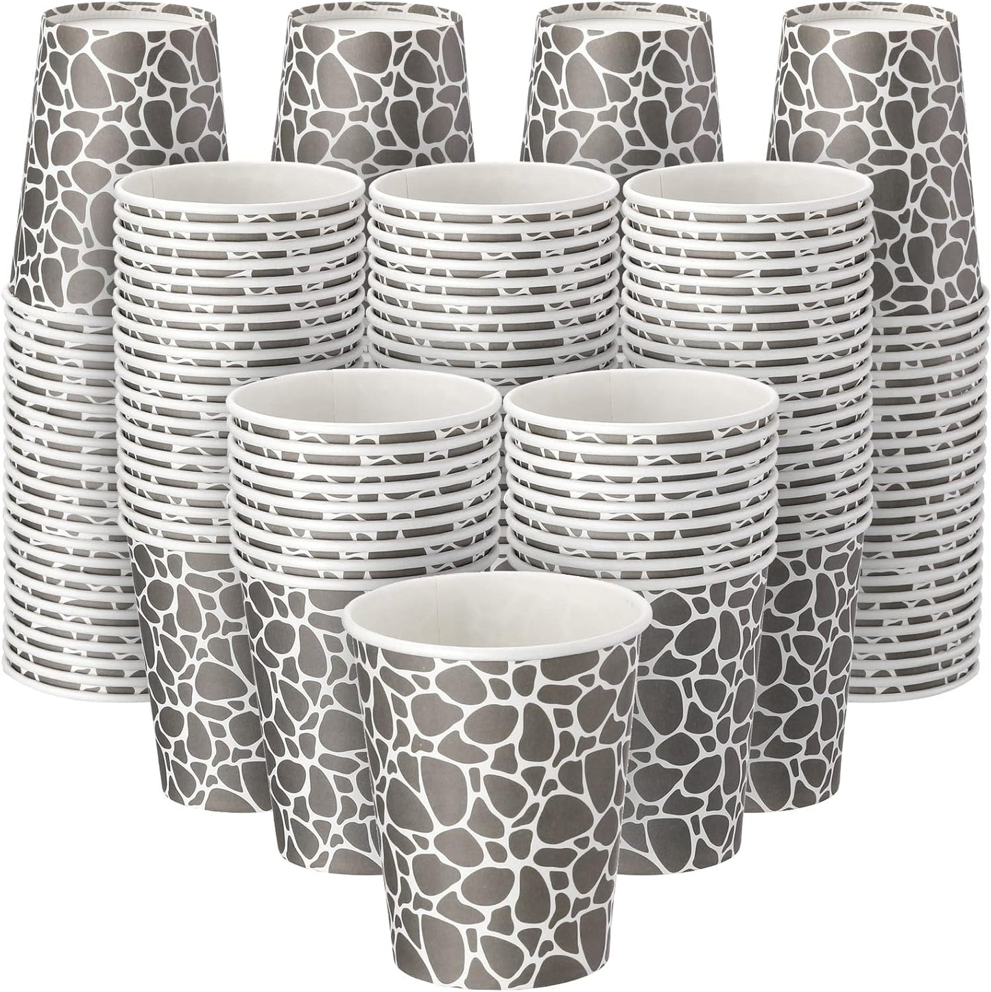 Patelai 100 Pack 9 oz Paper Disposable Coffee Cups 9 oz Geometric Hot or Cold Beverage Drinking Cup for Water Juice Coffee or Tea