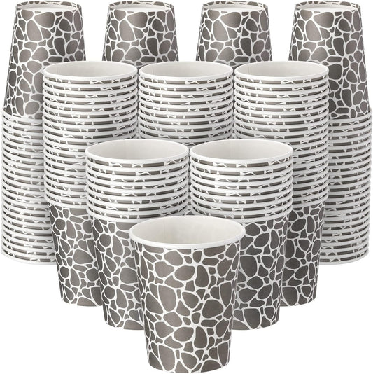 Patelai 100 Pack 9 oz Paper Disposable Coffee Cups 9 oz Geometric Hot or Cold Beverage Drinking Cup for Water Juice Coffee or Tea