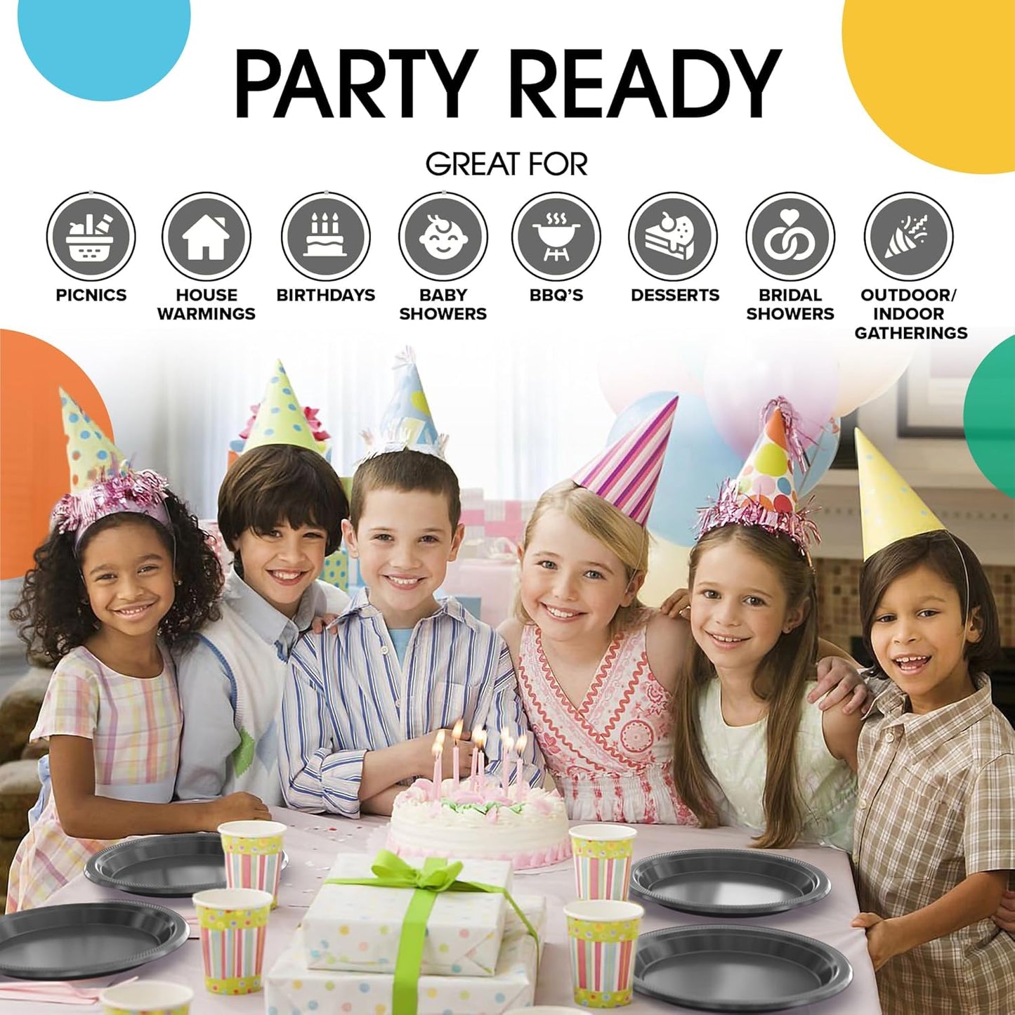 Exquisite Party Solids Silver Plastic Plates For Party 7" Silver Disposable Plates Heavy Duty 100 Pcs Plastic Dinnerware Sets Heavy Duty 350 GSM Disposable Dinnerware Set