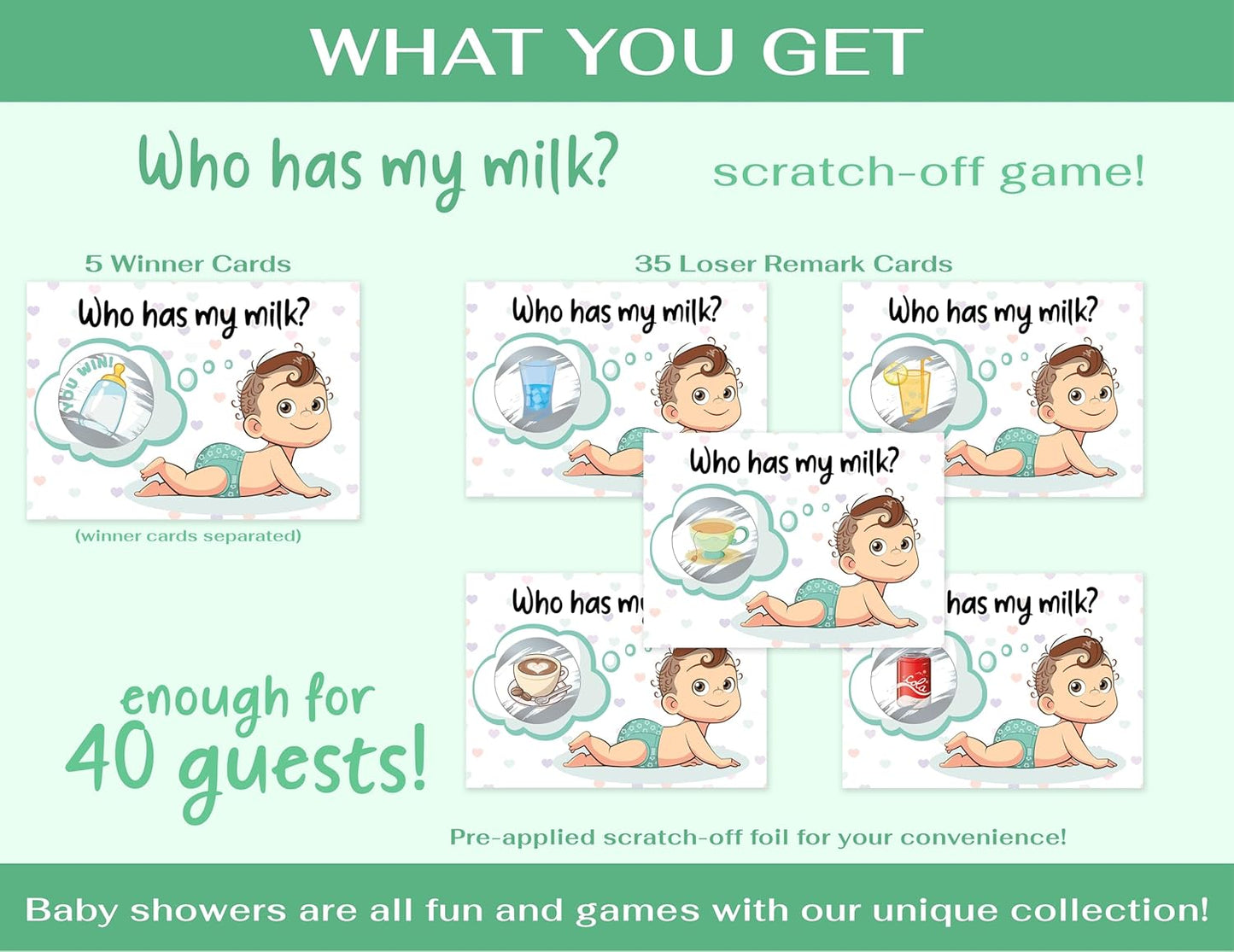 Party Hearty Baby Shower Games for Girl and Boy, 40 Emoji Scratch Off Lottery Tickets, Baby Games Ideas, Scratch Off Game