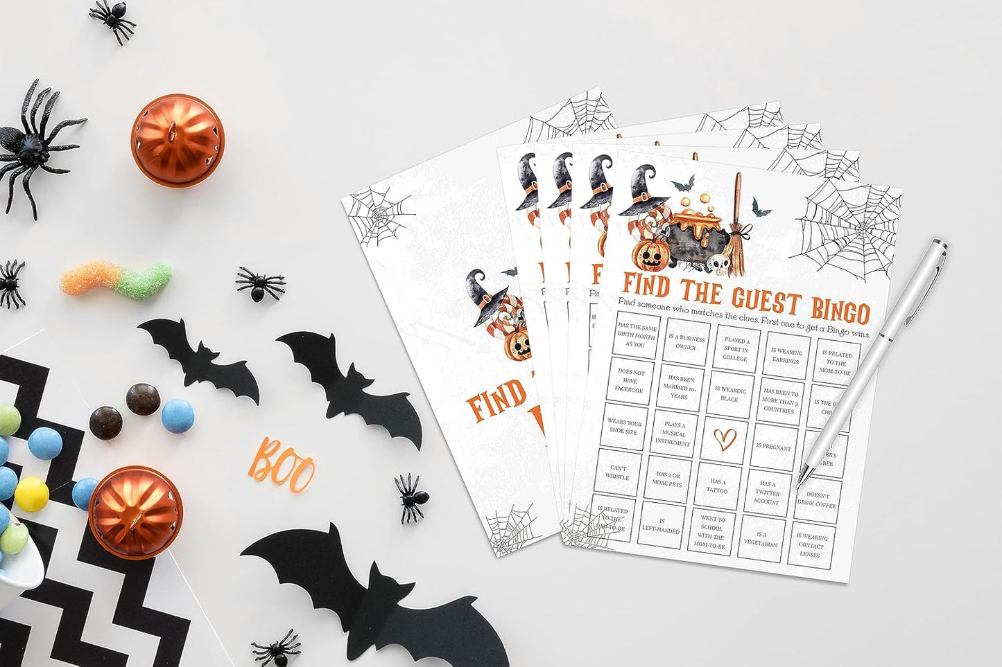 Tuyashua Halloween Find The Guest Bingo Game, Halloween Game for Baby Shower, Baby Shower Decorations, Fall Gender Reveal Party Supplies, Set of 30 Cards - WY10