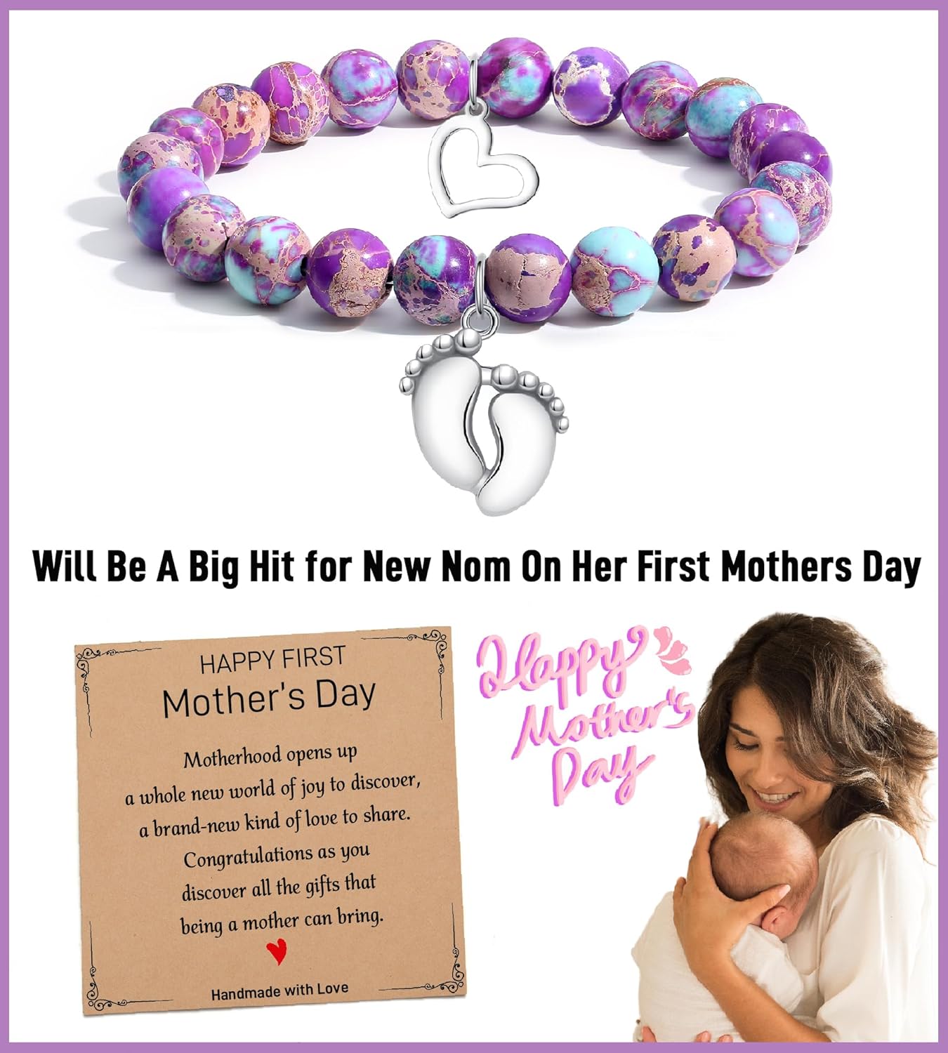 TONY & SANDY New Mom Gifts, Bracelets for First Time Moms on Mother's Day, Birthday, Christmas, Stocking Stuffers