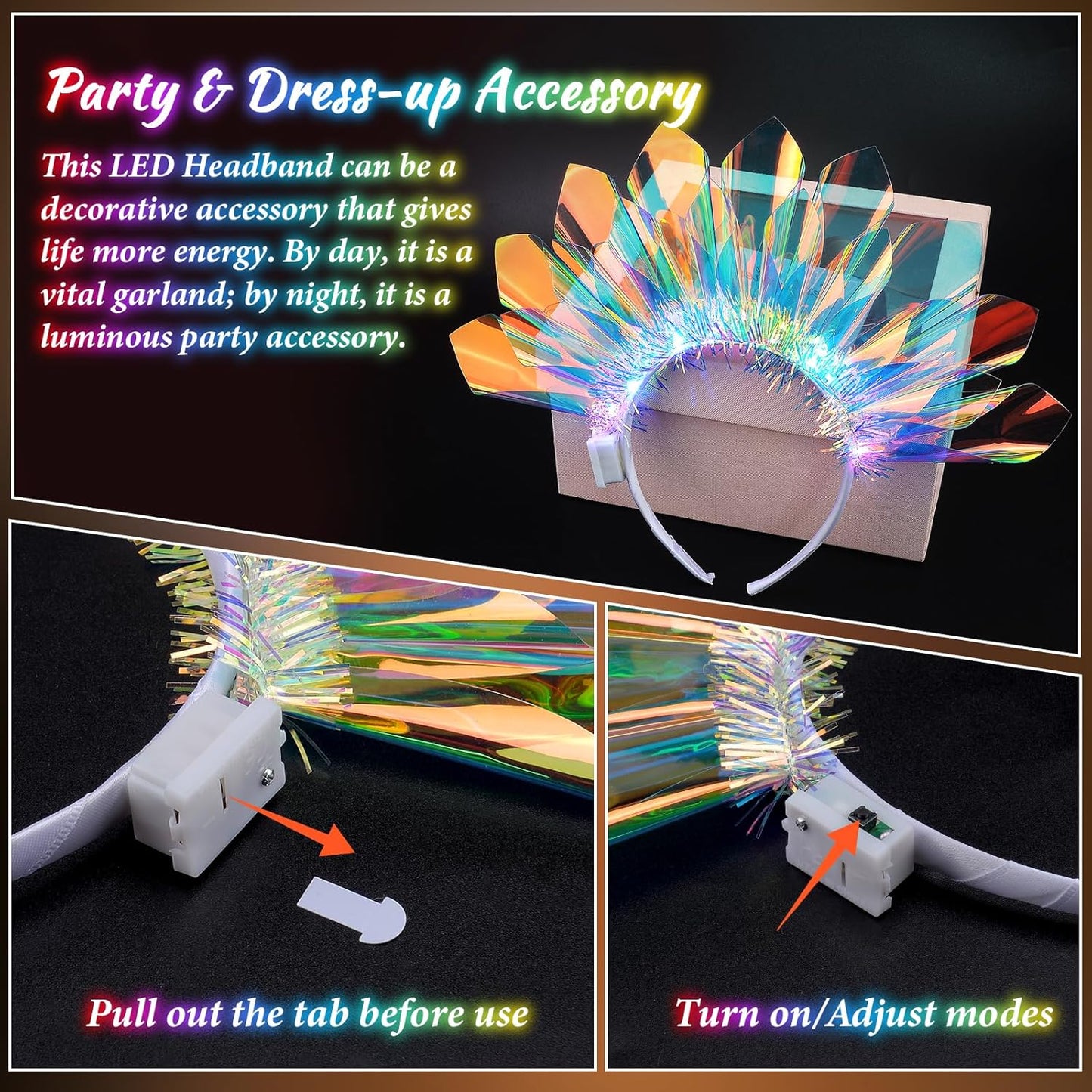 2 PCS LED Headbands Light Up Headband, Glow In The Dark Party Supplies, Glow Party Supplies for Women & Girls, Light Up Party Favors Flashing Hair Band for Raves, Halloween, Christmas, Night Events