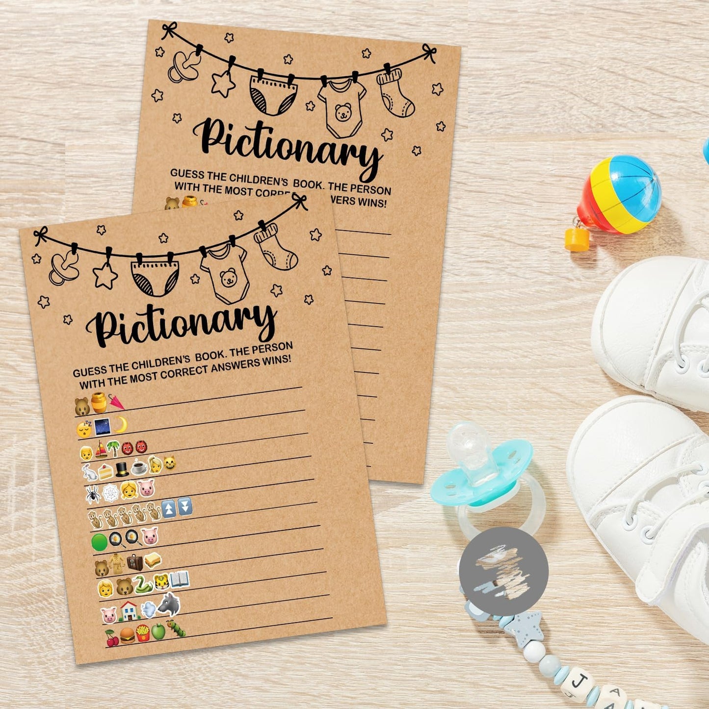 Baby Shower Game, Pictionary Fun Guessing Game, Baby Shower Party Games Supplies & Activities, Party Activities Ideas Supplies, Baby Shower Ideas, 30 Game Cards Included, Kraft