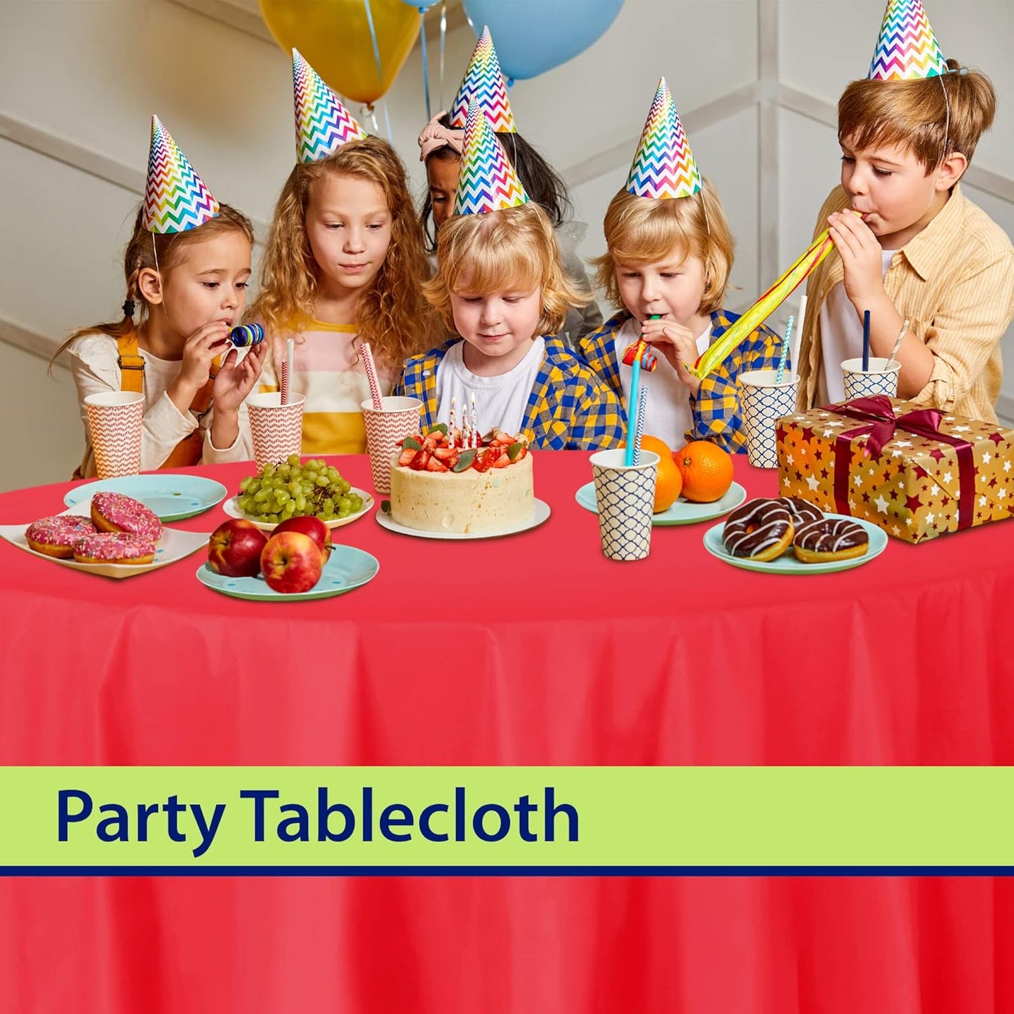 Red Disposable Plastic Tablecloth for Round Tables (12 Pack) 84 inches Table Cloths for Parties, Events & Weddings, Indoors & Outdoors, Plastic Table Cover