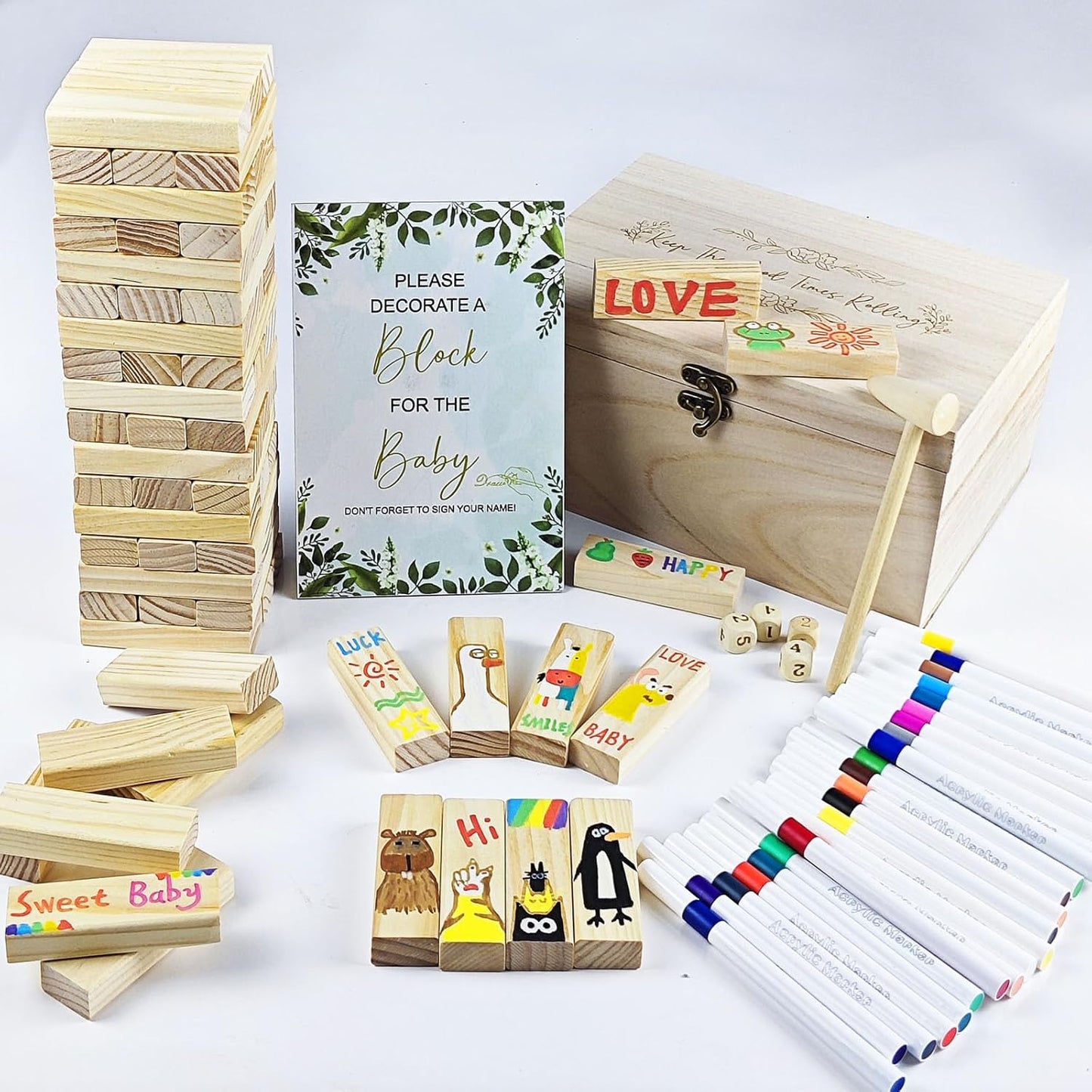 101pcs Fun Baby Shower Games Sign Kit, Lively Baby Shower Game Activities with 2 Ways to Play for Guests, Unique and Creative Activities Suitable for Boys and Girls