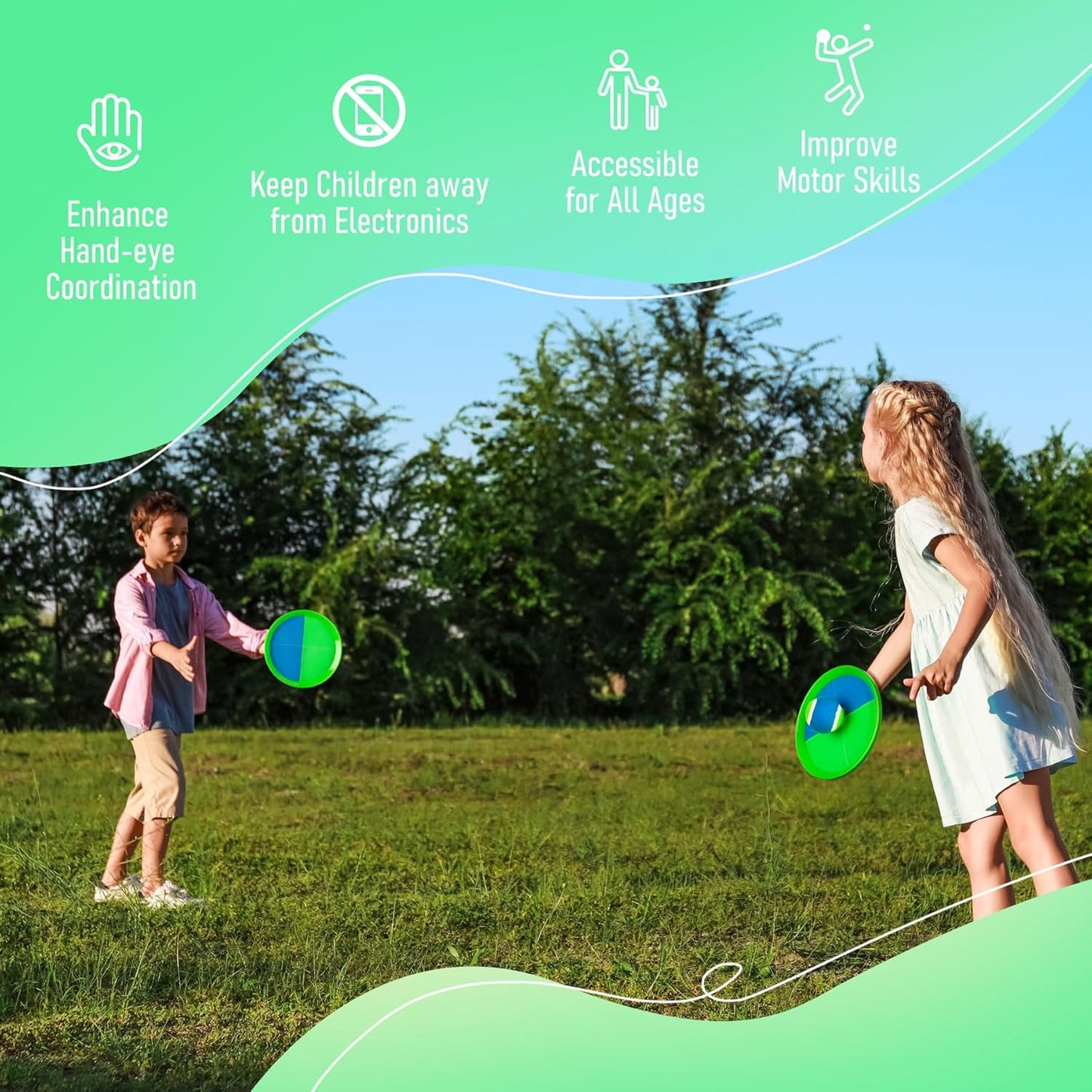 Toss and Catch Ball Game - Ideal Outdoor Beach, Pool & Yard Toy for Toddlers and Kids Ages 4, 5, 6, 7, 8+, Perfect for Boys Girls - Great Birthday Gift & Easter Basket Stuffer