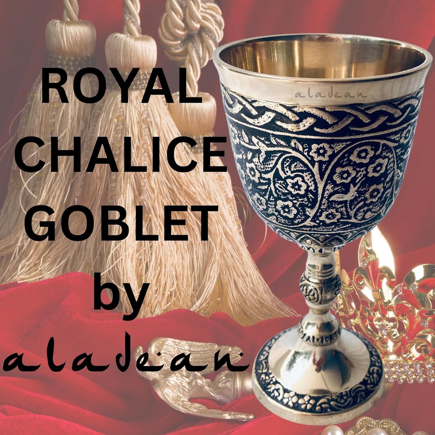 Vintage Chalice Medieval Goblet | 1x Solid Brass Red Wine Glass Cups of Royal King Arthur - Renaissance, Birthday Gifts Christmas Wedding Anniversary Novelty Ceremonial Drinkware (Czar Goblet)