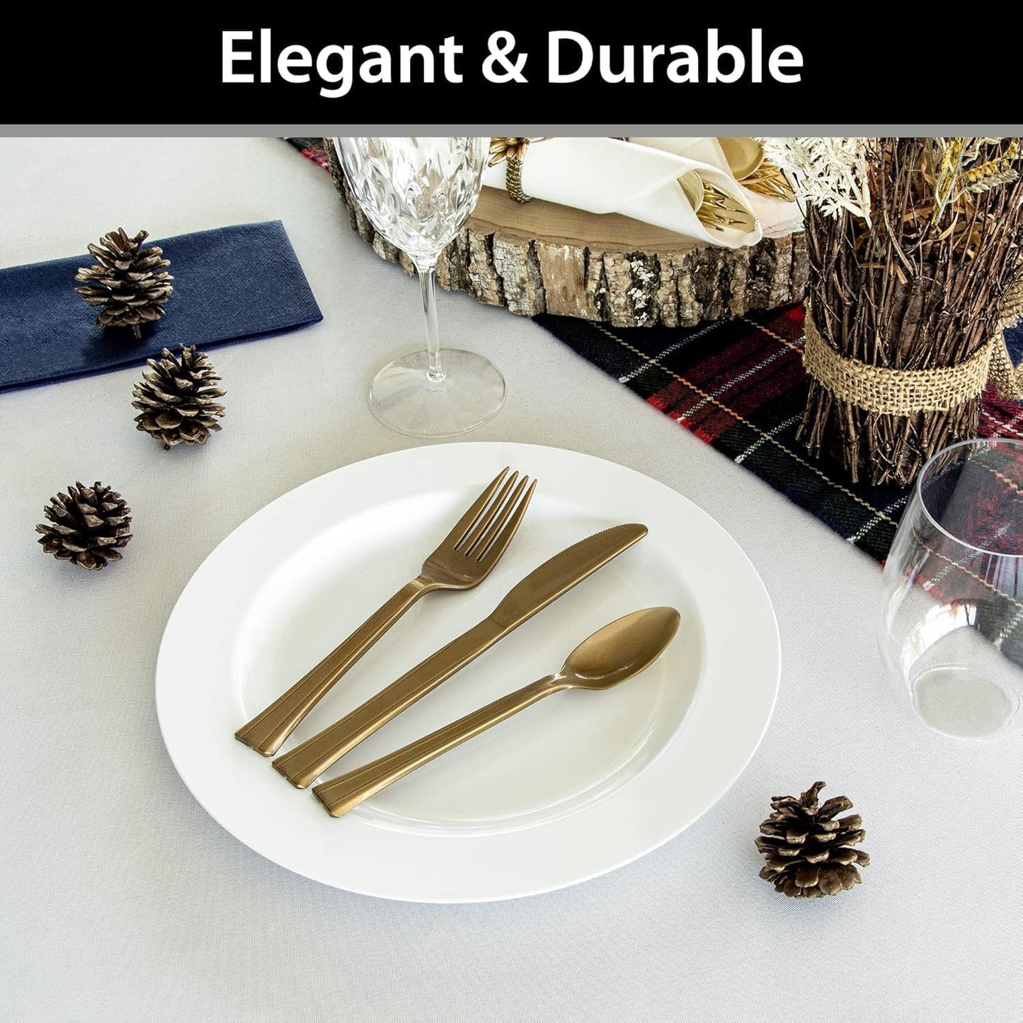 Lillian Tablesettings Premium Quality Heavyweight Plastic Plates China Like. Wedding and Party Dinnerware Plastic Plates 7.5 inch, White/Pearl-Value Pack 40 Count