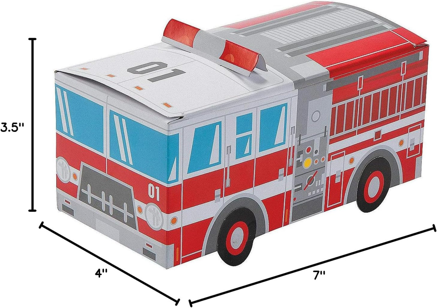 Fun Express Firetruck Shaped Treat Box (set of 12) Birthday Favor and Party Supplies