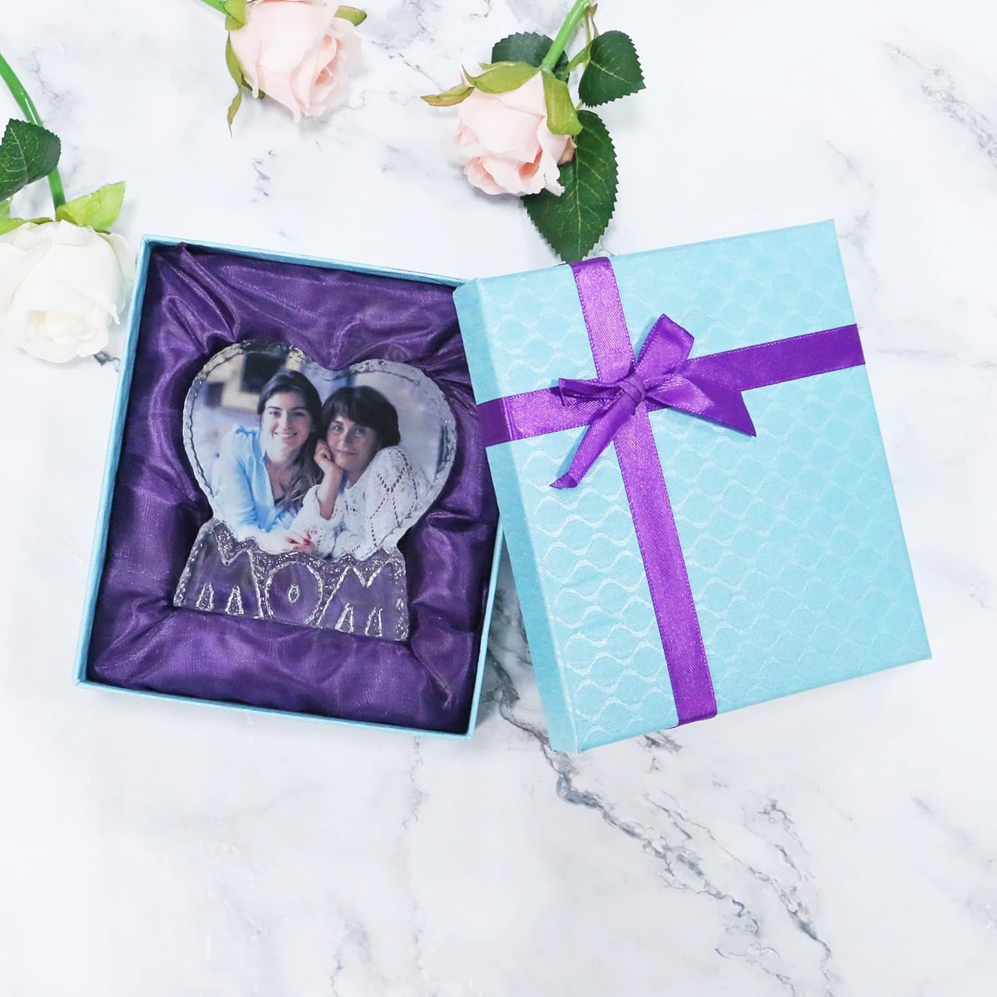 FANF&YKPY Gifts for Mother Personalized Custom Heart-shaped Crystal Photo frame, Grandmother, Gift for Mom, Mother, Wife, Women for Christmas, Mothers Day, Birthday, Wedding Anniversary