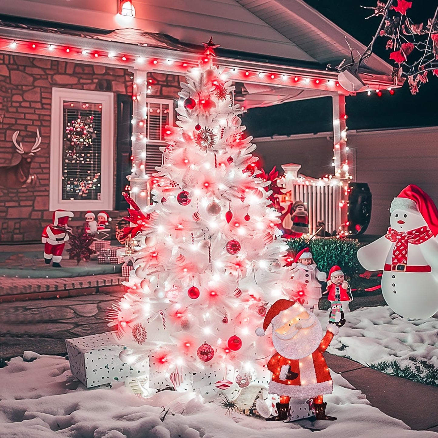 JMEXSUSS 200 LED Red and White Christmas Lights Outdoor, 66ft Halloween String Lights Indoor Clear Wire, Christmas Tree Lights Plug in for Bedroom Tree Christmas Party Decorations