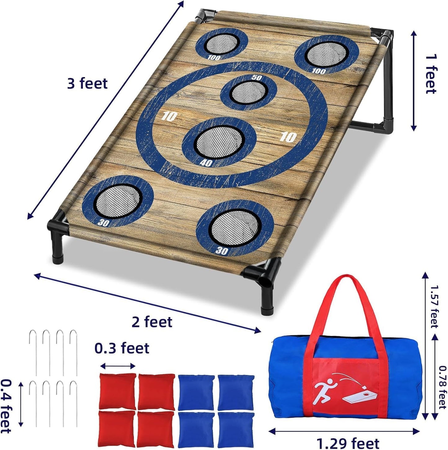 NZQXJXZ Portable Cornhole Board Set with 8 Bean Bags Corn Hole Toss Game Cornhole Games for Indoor and Outdoor Parties, Ideal for Kids, Adults, Camping Travel,Parties,Beach, Yard