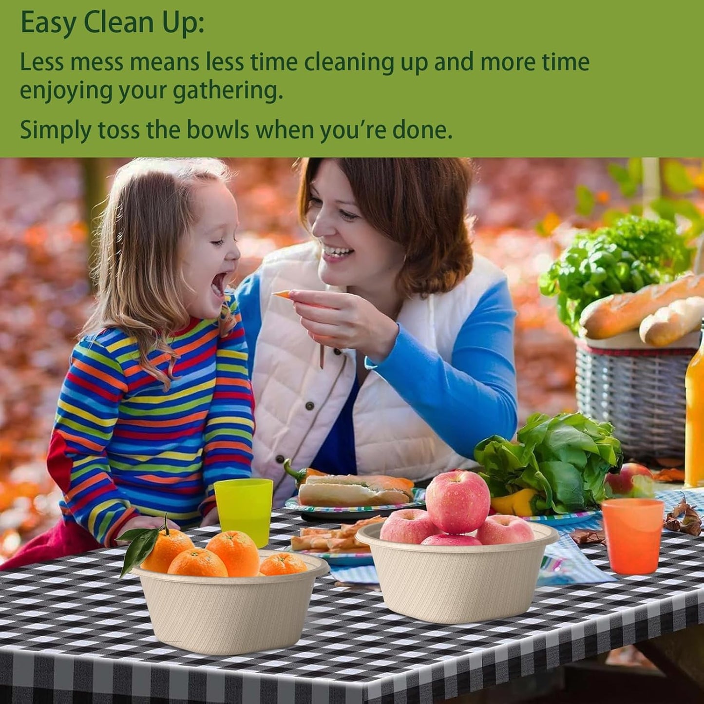 Homestockplus 48 Oz Disposable Bowls - Heavy Duty and Compostable Bowl - Made from Sugarcane and Bamboo Fibers, Microwave Safe - Large Paper Bowl for Soup, Salad, Ramen, Popcorn, etc. [50 Pack]