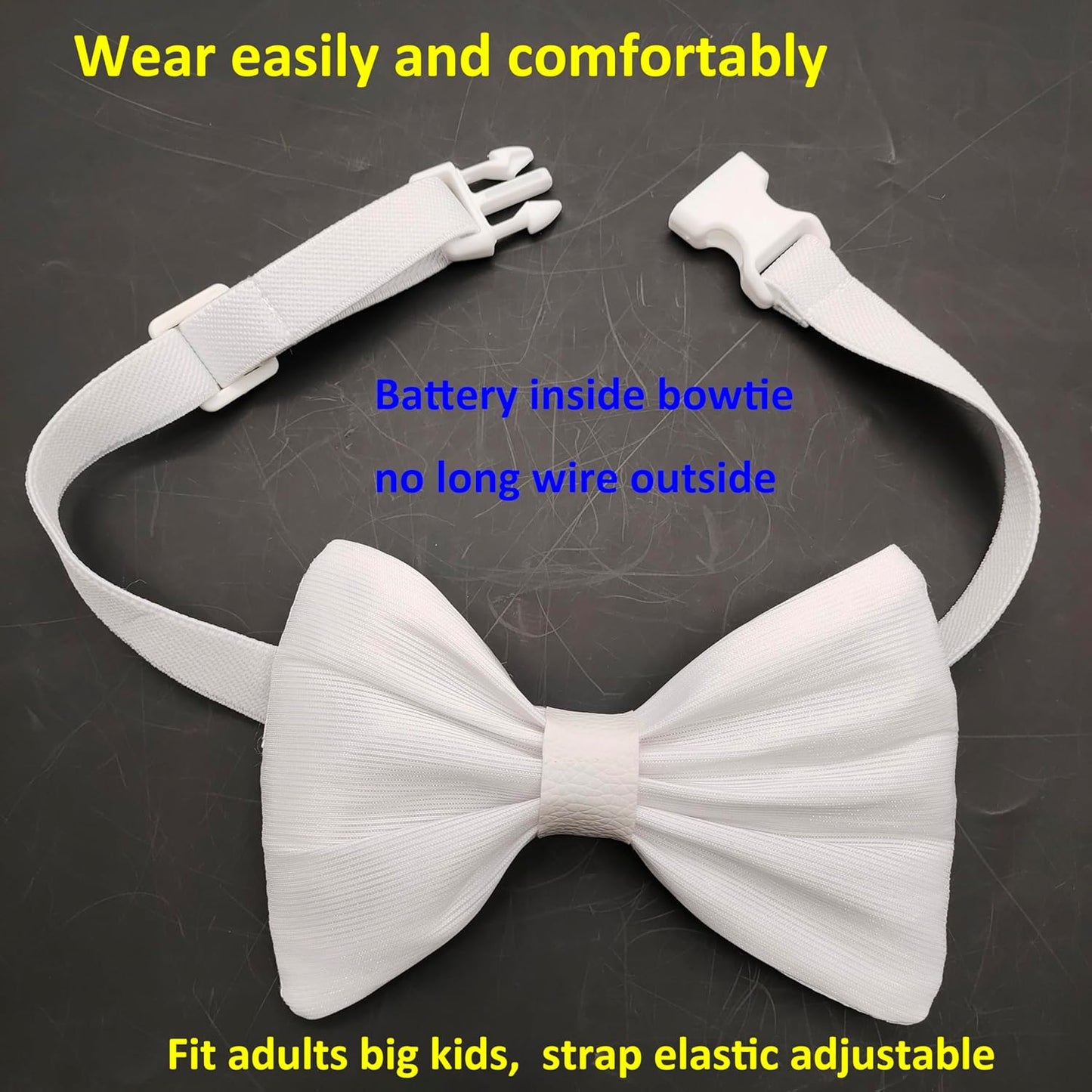 LED Light Up Bow Tie Wireless for Men - Flashing Fiber Optic Bowtie Glow in the Dark for Party Halloween Christmas