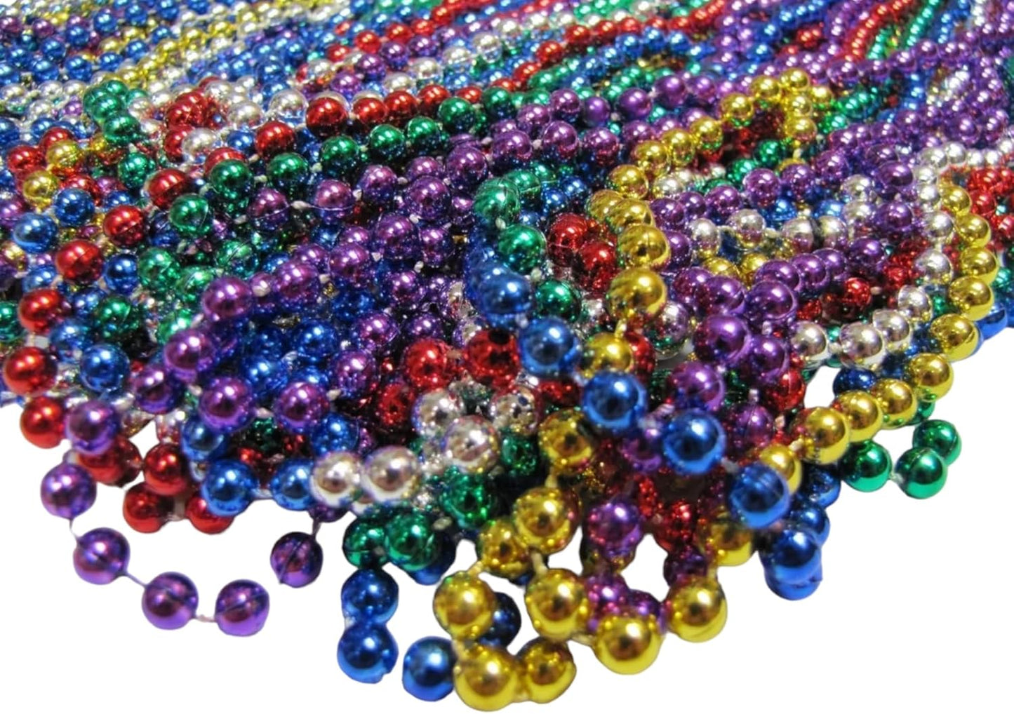 Oojami Mardi Gras Beads Necklaces - 33" Assorted Colors Beaded Necklaces for Mardi Gras, Carnival, Pirate Parties, Masquerade and Christmas, Bulk Parade Throws and Party Favors for Men and Women