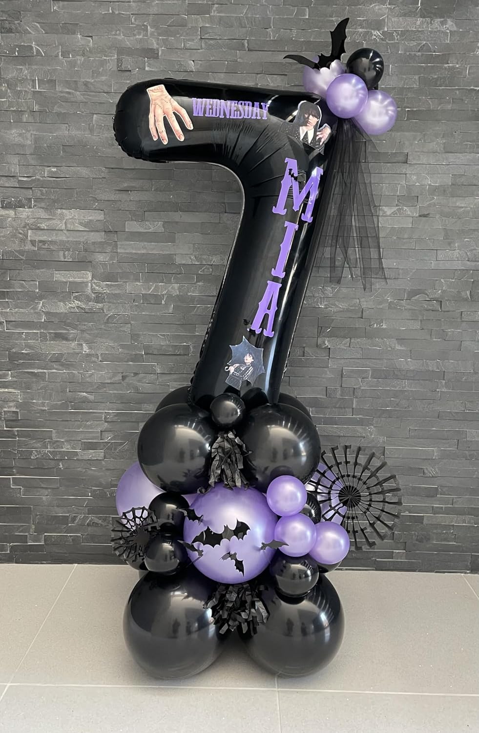 7 Number Balloon 40 Inch, Black Party Supplies, 7th Birthday Balloons Decorations