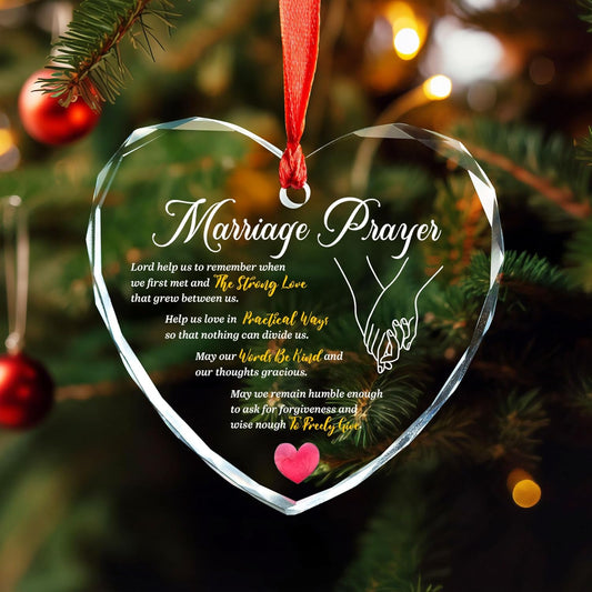 Christian Wedding Gifts for Couple 2025 - Marriage Prayer Religious Wedding Gift for Newlyweds, Married Couples Anniversary, Bride, Groom - Mr & Mrs Decor, Bridal Shower Gift - Glass Ornament (MP4)