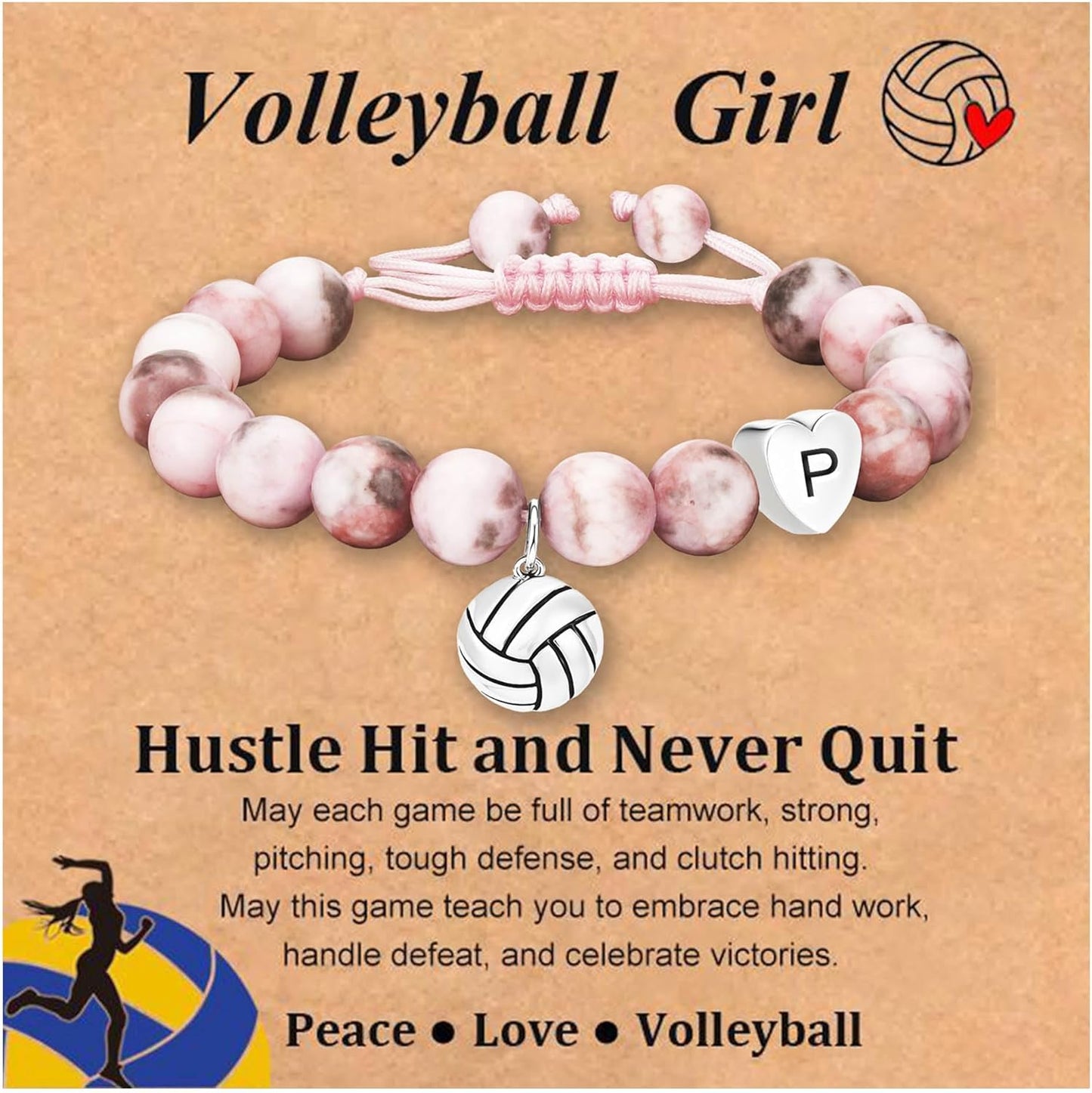 Stocking Stuffers for Teen Girls -Volleyball/Softball Bracelet Heart Initial Gifts Sports Accessories Jewelry Gift Ideas for Teen Girls Women for Christmas Birthday