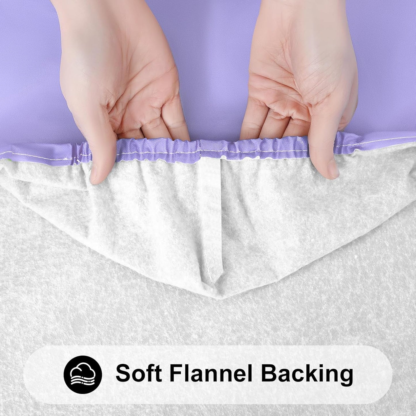 Smiry Rectangle Tablecloth, Elastic Fitted Flannel Backed Vinyl Tablecloths for 5ft Folding Tables, Waterproof Wipeable Table Covers for Indoor, Outdoor, Picnic and Camping (Lavender, 30"x60")