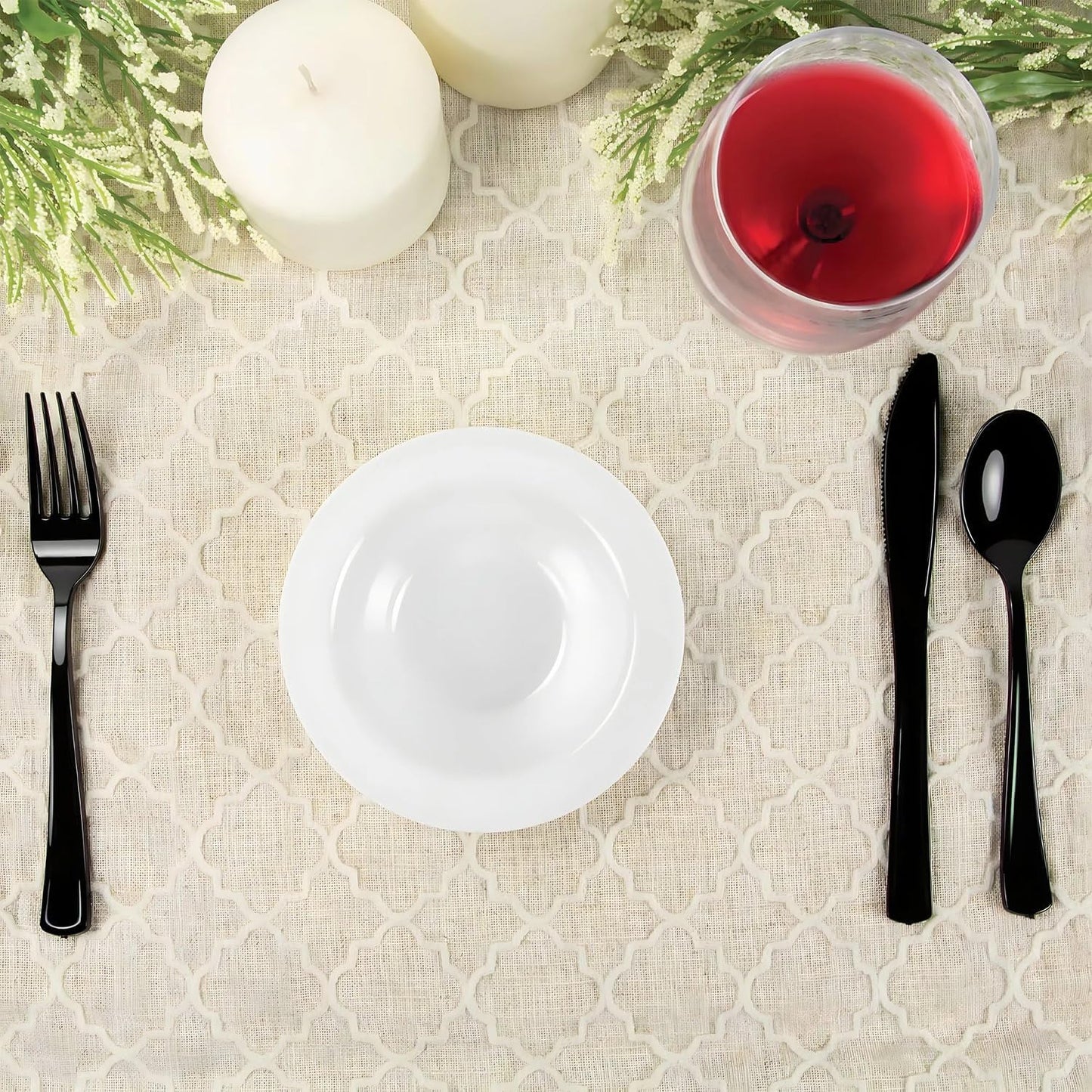 Lillian Tablesettings Premium Quality Heavyweight Plastic Bowls China Like. Wedding and Party Dinnerware Plastic Bowls 5 oz. White/Pearl-Value Pack 30 Count