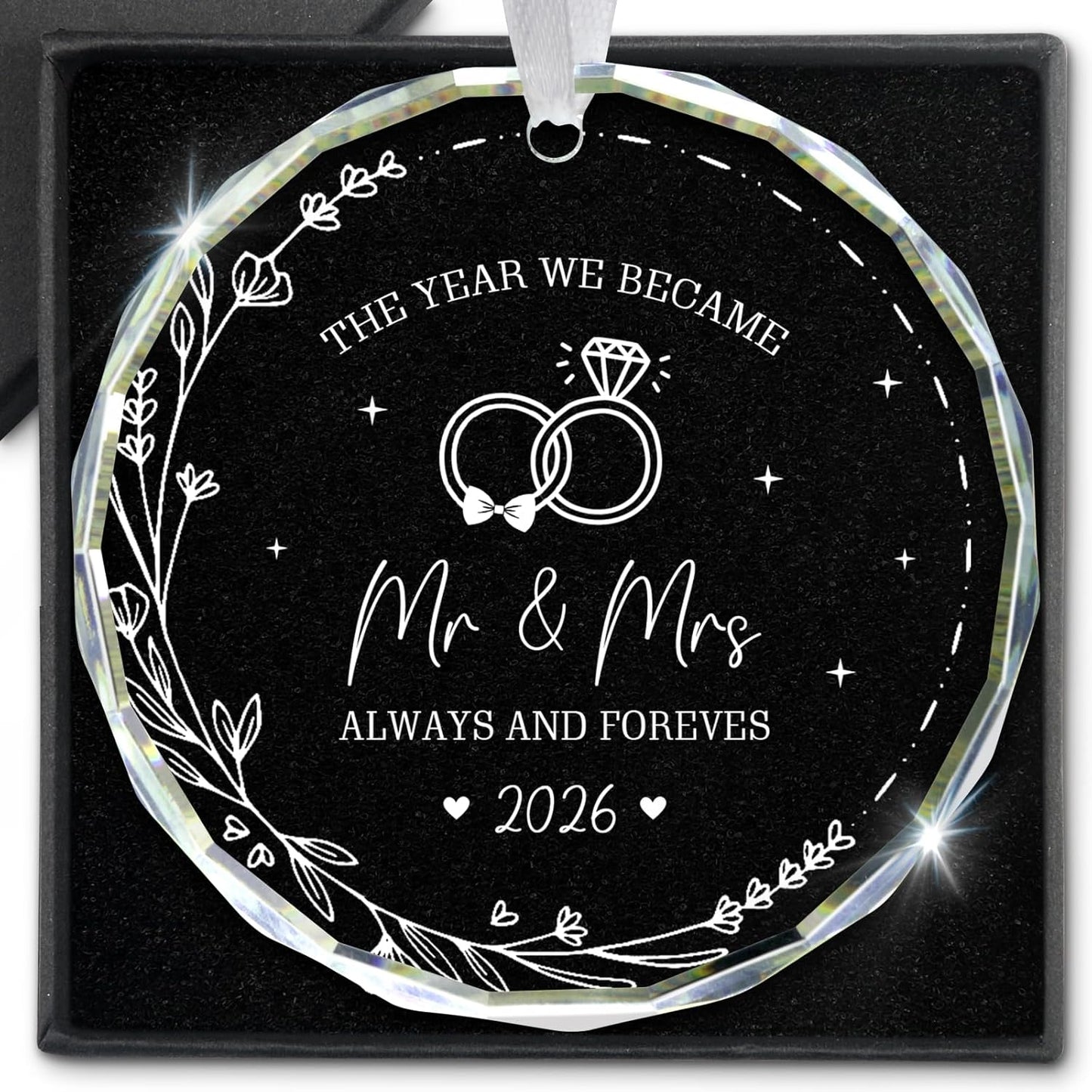 Wedding Gifts Mr and Mrs Gifts 1st Wedding Bridal Shower Gift for Couples Newlyweds Bride 2026 Glass Ornament 2026