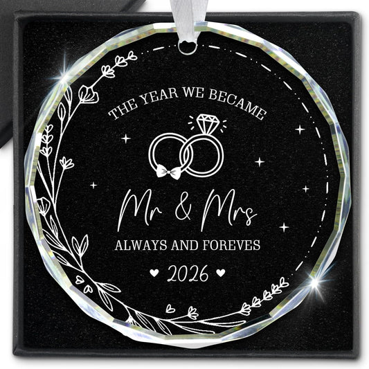 Wedding Gifts Mr and Mrs Gifts 1st Wedding Bridal Shower Gift for Couples Newlyweds Bride 2026 Glass Ornament 2026