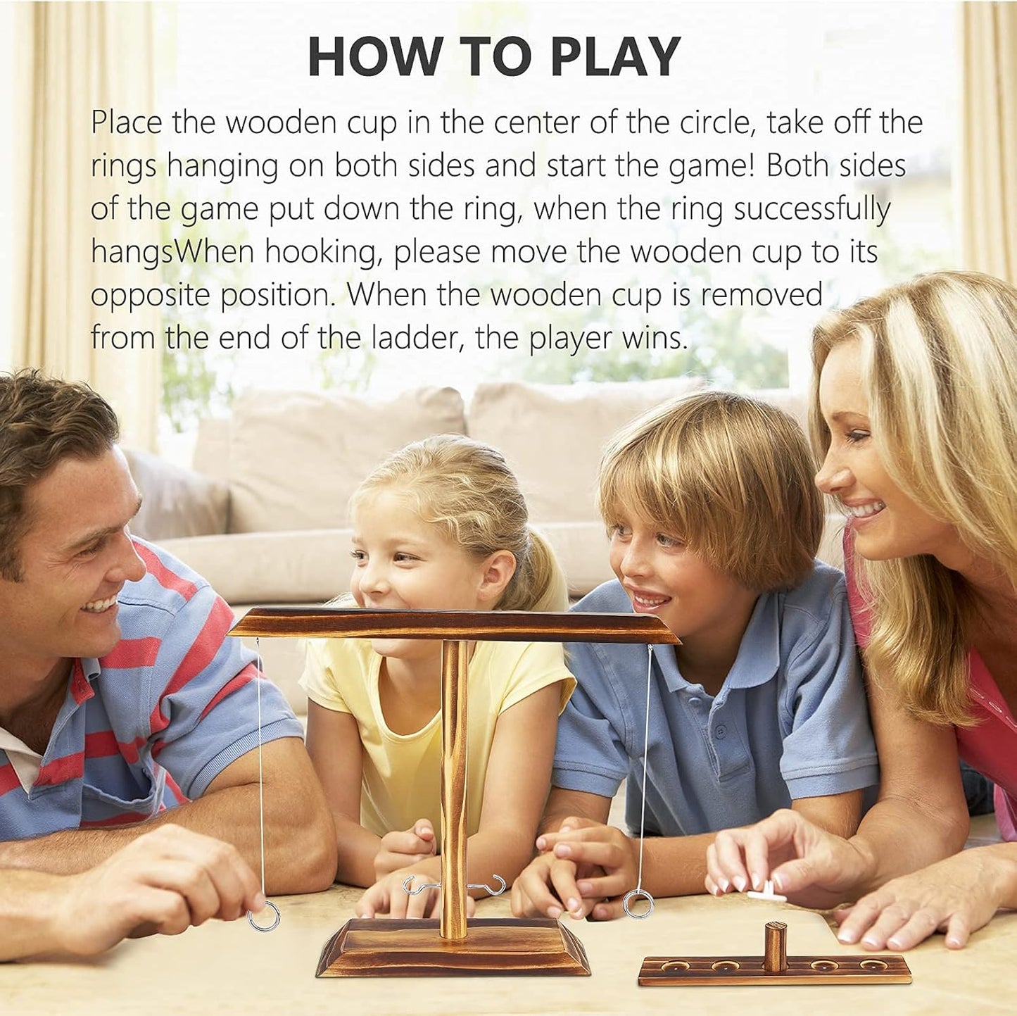 Ring Toss Games for Adults, Fast-Paced Interactive Toss Games with Shot Ladder Bundle, Outdoor Indoor Handmade Wooden Hook and Ring Game for Bars, Home, Large