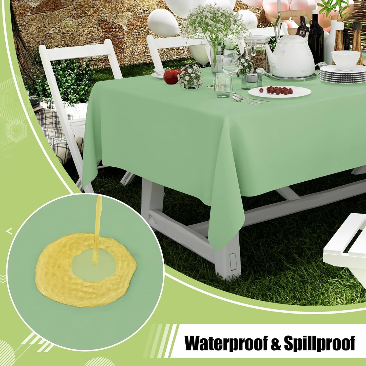 Smiry 54 Inch x 300 Feet Disposable Table Cover Roll, Sage Green Plastic Table Cloth in Cut-to-Size Box with Slide Cutter, Waterproof Rectangle Tablecloths for Weddings, Banquets, Outdoor