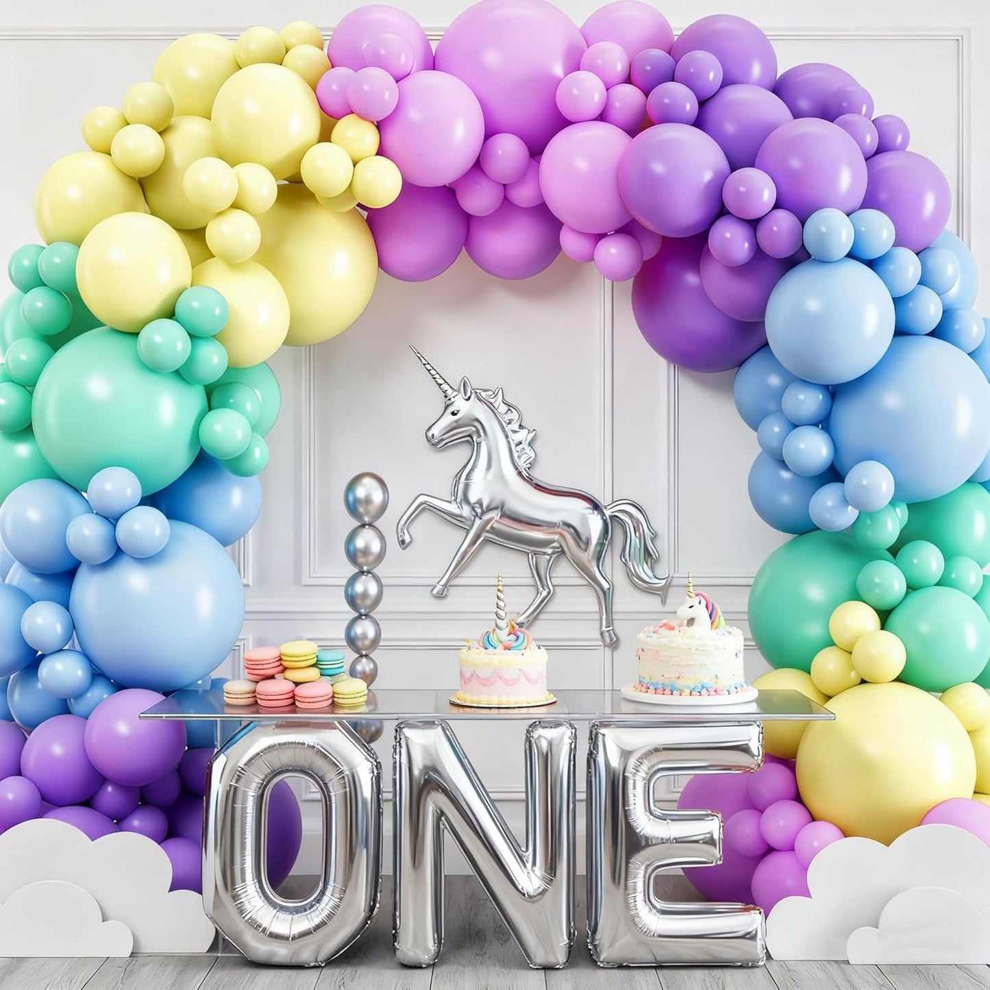 126Pcs Pastel Rainbow Balloons Arch Garland Kit, Macaron Balloon Arch Kit,18/10/5 Inch Pastel Spring Balloon Arch for Unicorn Theme Party,Easter Spring Birthday Party,Baby Shower,Wedding Decoration