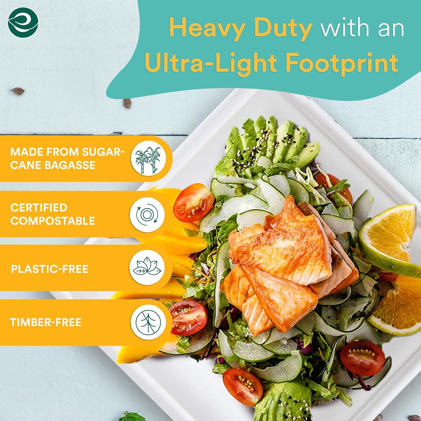 ECO SOUL Compostable Paper Plates 10 Inch (200 Count) Heavy Duty Disposable Dessert Plates, Eco-Friendly Sugarcane Bagasse Small Plates For Appetizer- White