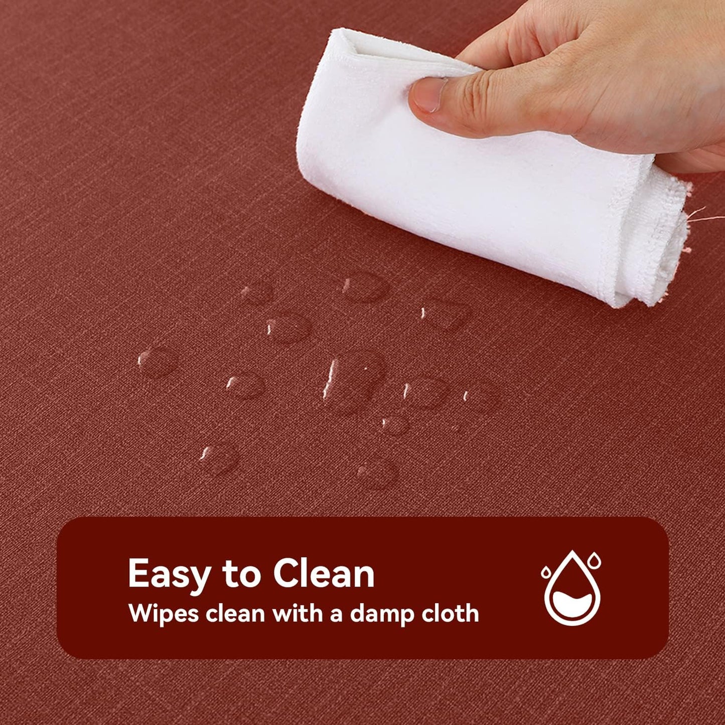 Romanstile Christmas 100% Waterproof PVC Tablecloth, Rectangle Oil Spill Proof Stain Resistant Vinyl Table Cloth, Wipe Clean Plastic Table Covers for Kitchen/Dining/Parties - 60 x 84 Inch, Rust Red