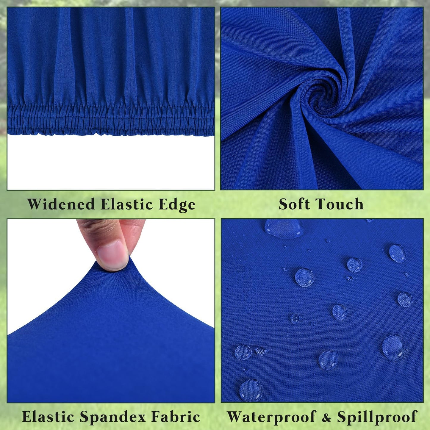 Picnic Table Cover 10 Pack Elastic Fitted Tablecloths for 6 Foot Rectangle Tables Waterproof Stretch Washable Patio Folding Outdoor Spandex Table Cloth Camping Banquet Parties (Royal Blue,30" x 72")