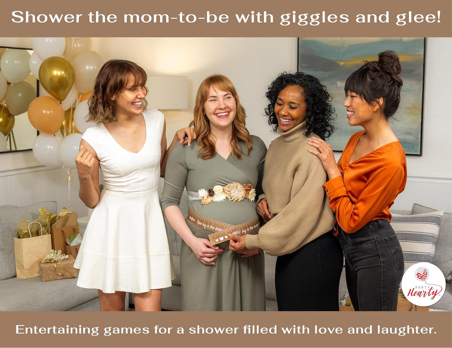 Party Hearty Funny Baby Shower Games for Girl or Boy Activities, 2 Rolls, 2 inches x 150 feet, Kraft Tummy Measure, Fun & Easy Idea